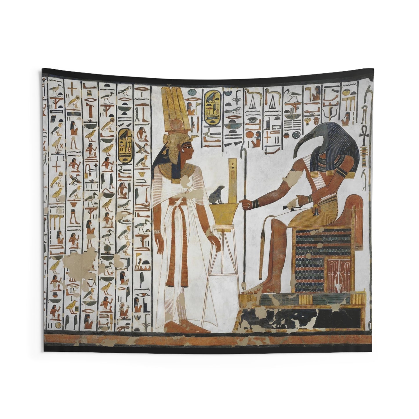 Queen Nefertari and the God Djehuti/Thoth Wall Tapestry