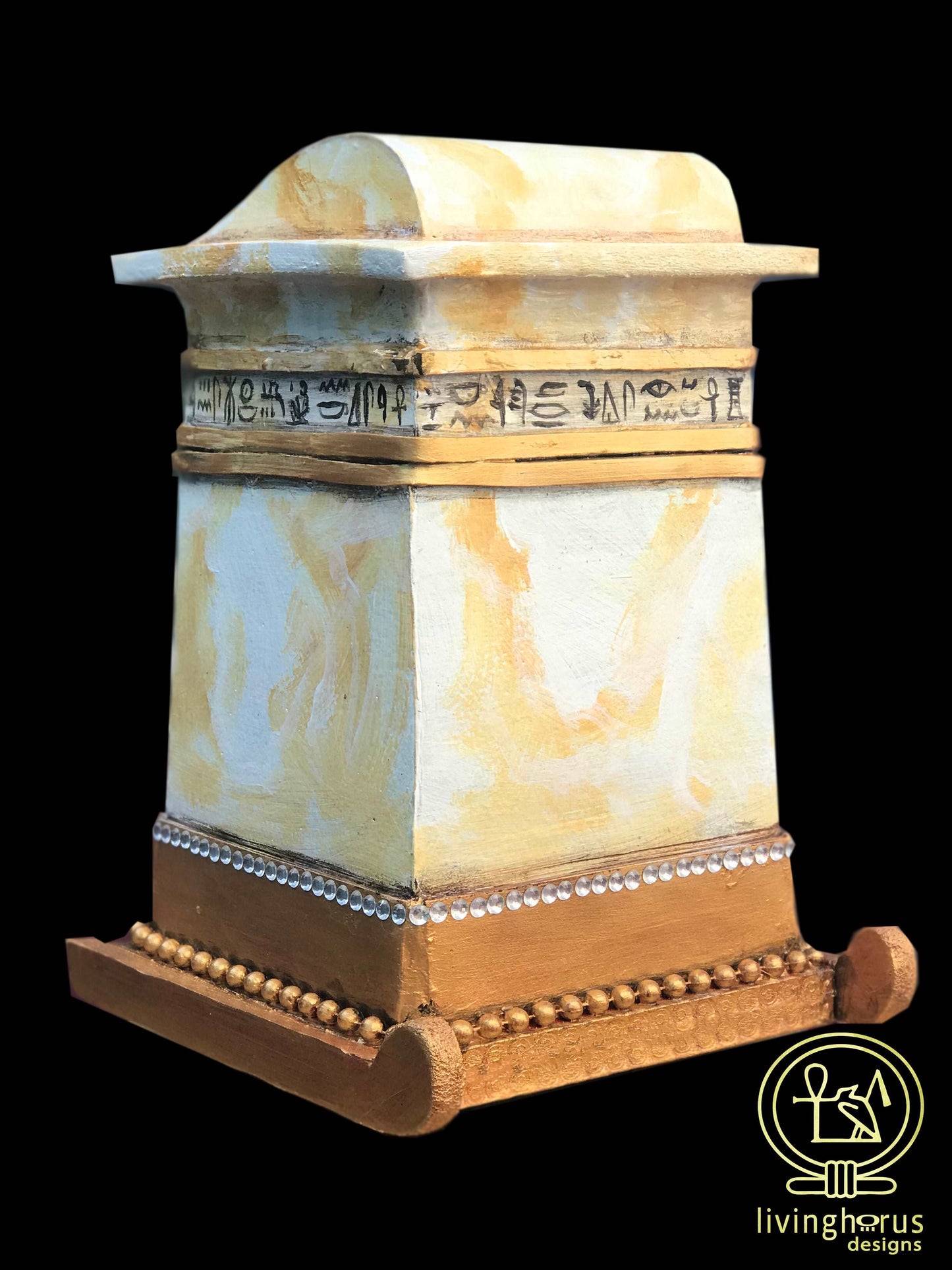 Ancient Egyptian Faux Alabaster Canopic Chest with opening lid - Tutankhamun / King Tut
