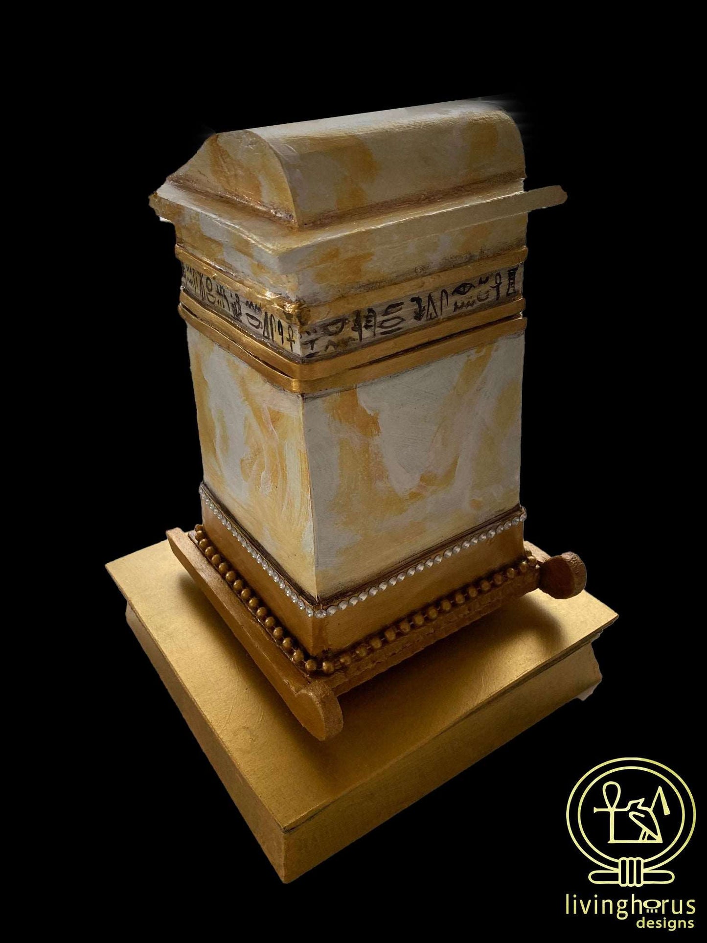 Ancient Egyptian Faux Alabaster Canopic Chest with opening lid - Tutankhamun / King Tut