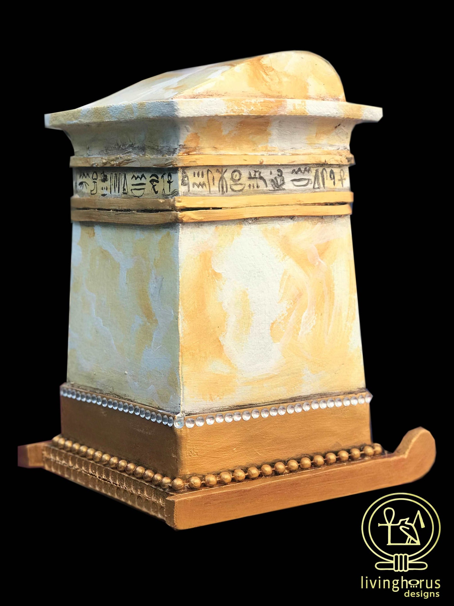 Ancient Egyptian Faux Alabaster Canopic Chest with opening lid - Tutankhamun / King Tut