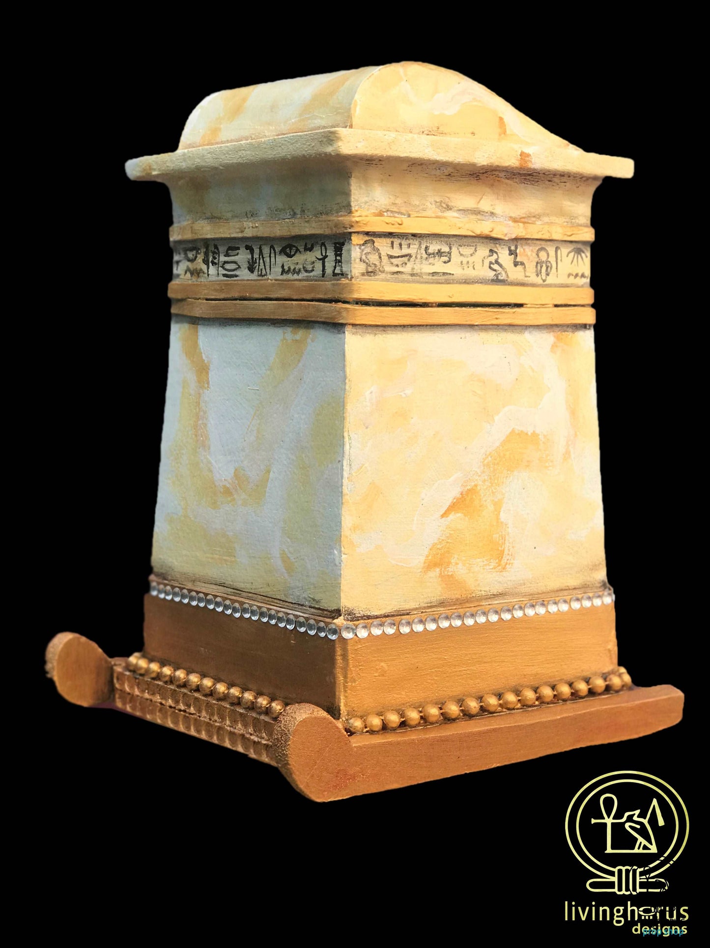 Ancient Egyptian Faux Alabaster Canopic Chest with opening lid - Tutankhamun / King Tut