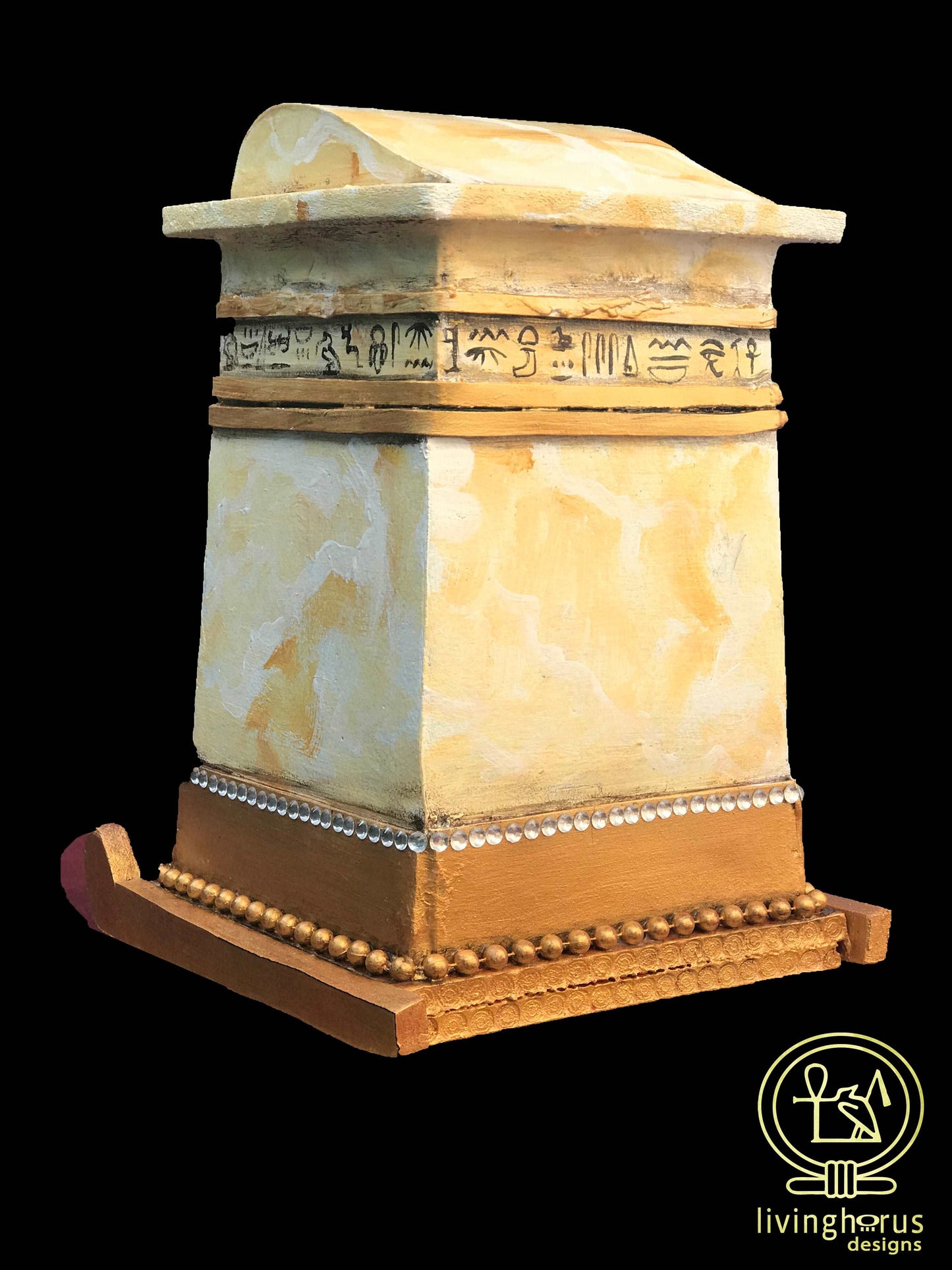 Ancient Egyptian Faux Alabaster Canopic Chest with opening lid - Tutankhamun / King Tut