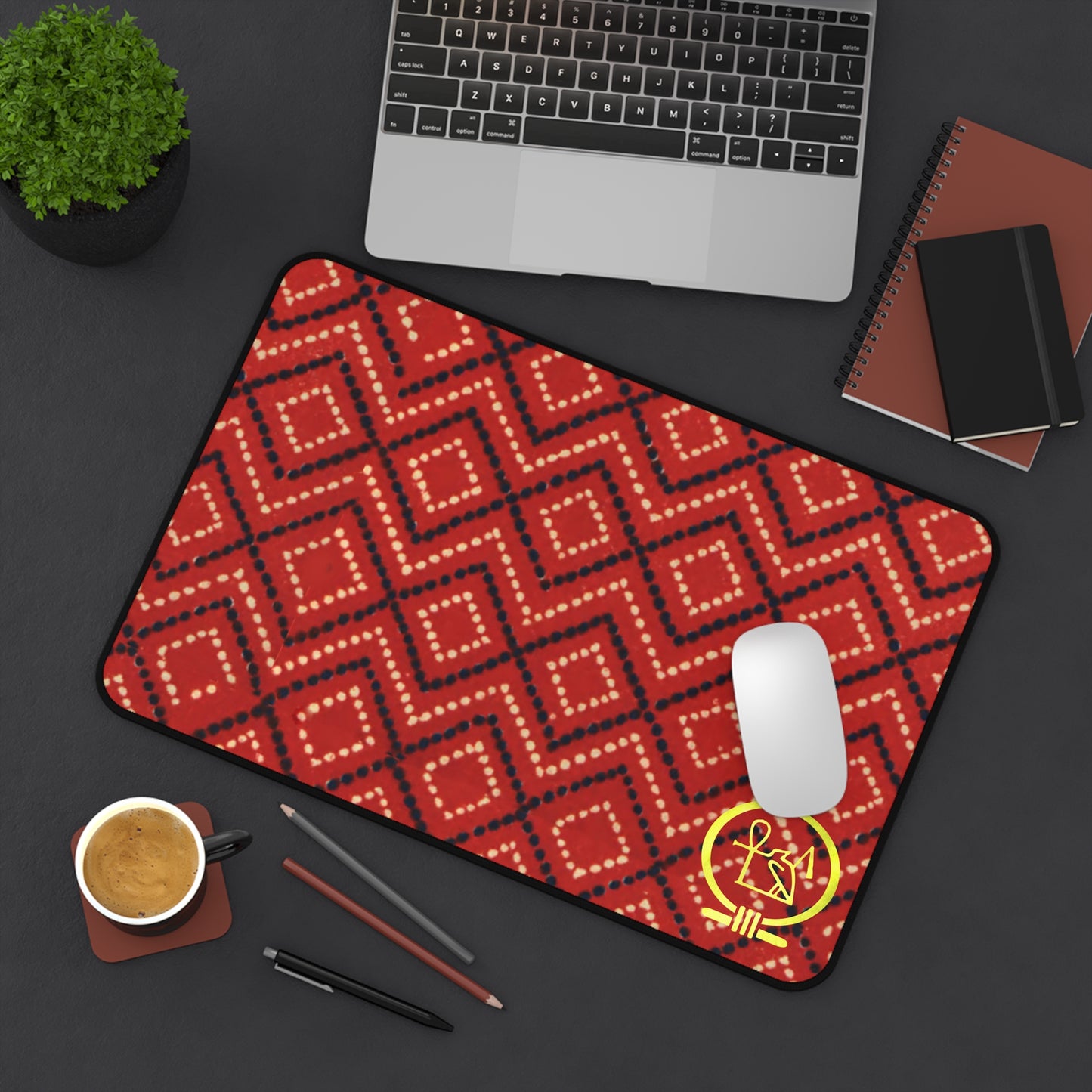 Kemetic Terracotta Pattern Desk Mat