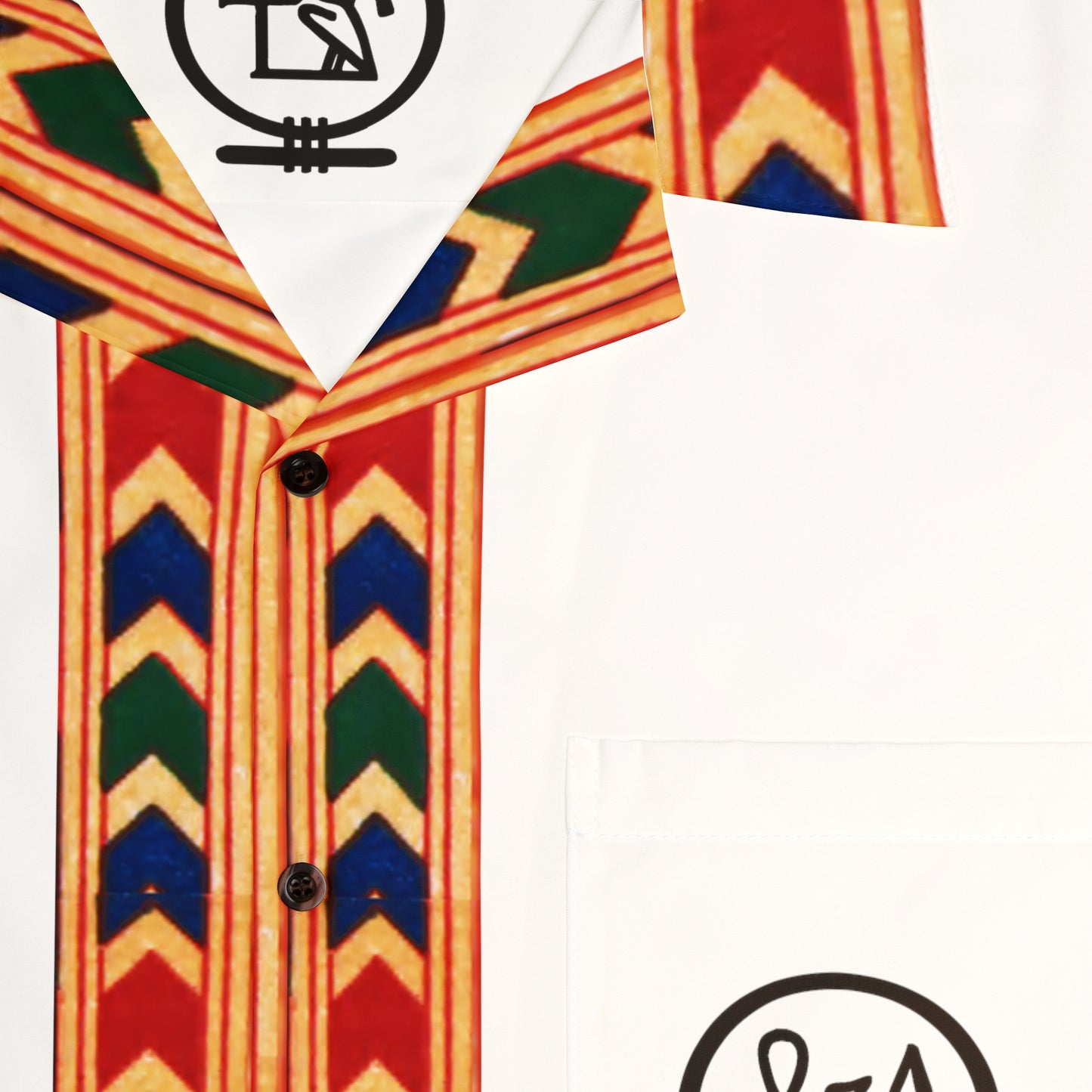 Egyptian Rishi Pattern Hawaiian Shirt - White