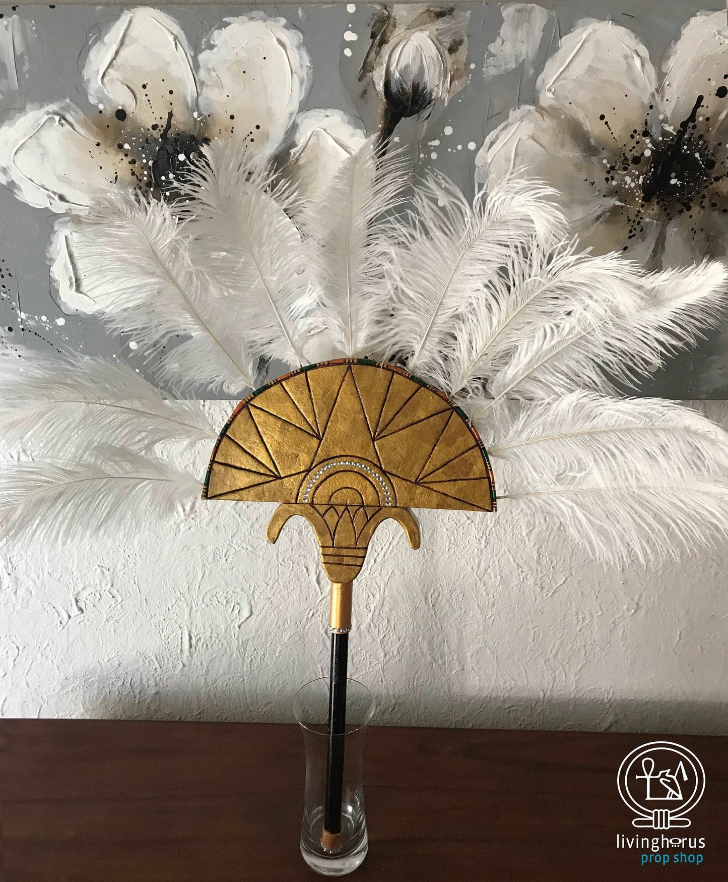 Ancient Egyptian Ostrich Feather Fans (Set of 2)