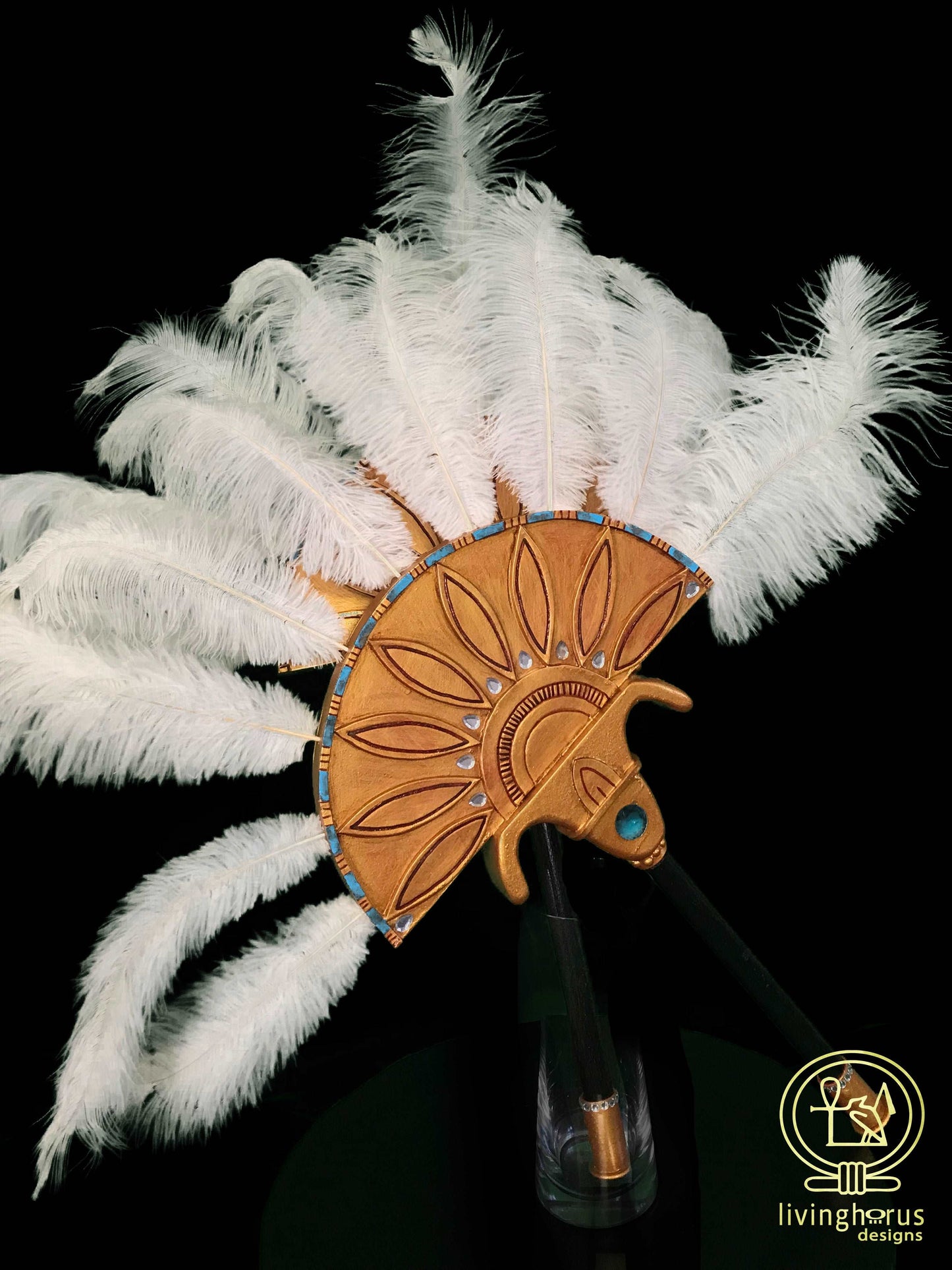 Ancient Egyptian Ostrich Feather Fans (Set of 2)