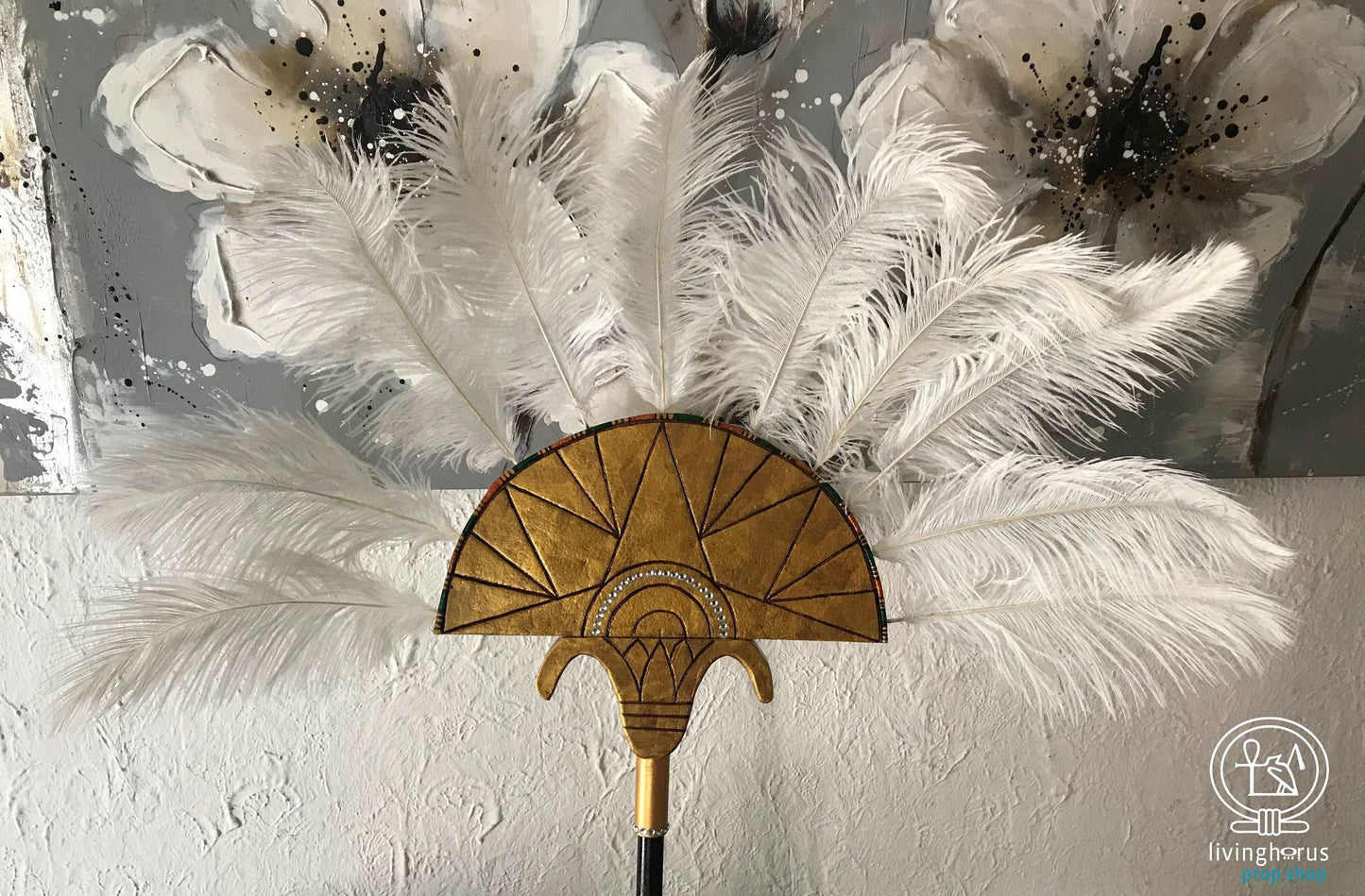 Ancient Egyptian Ostrich Feather Fans (Set of 2)