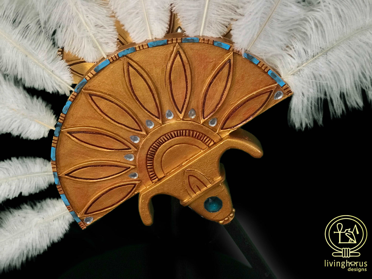 Ancient Egyptian Ostrich Feather Fans (Set of 2)