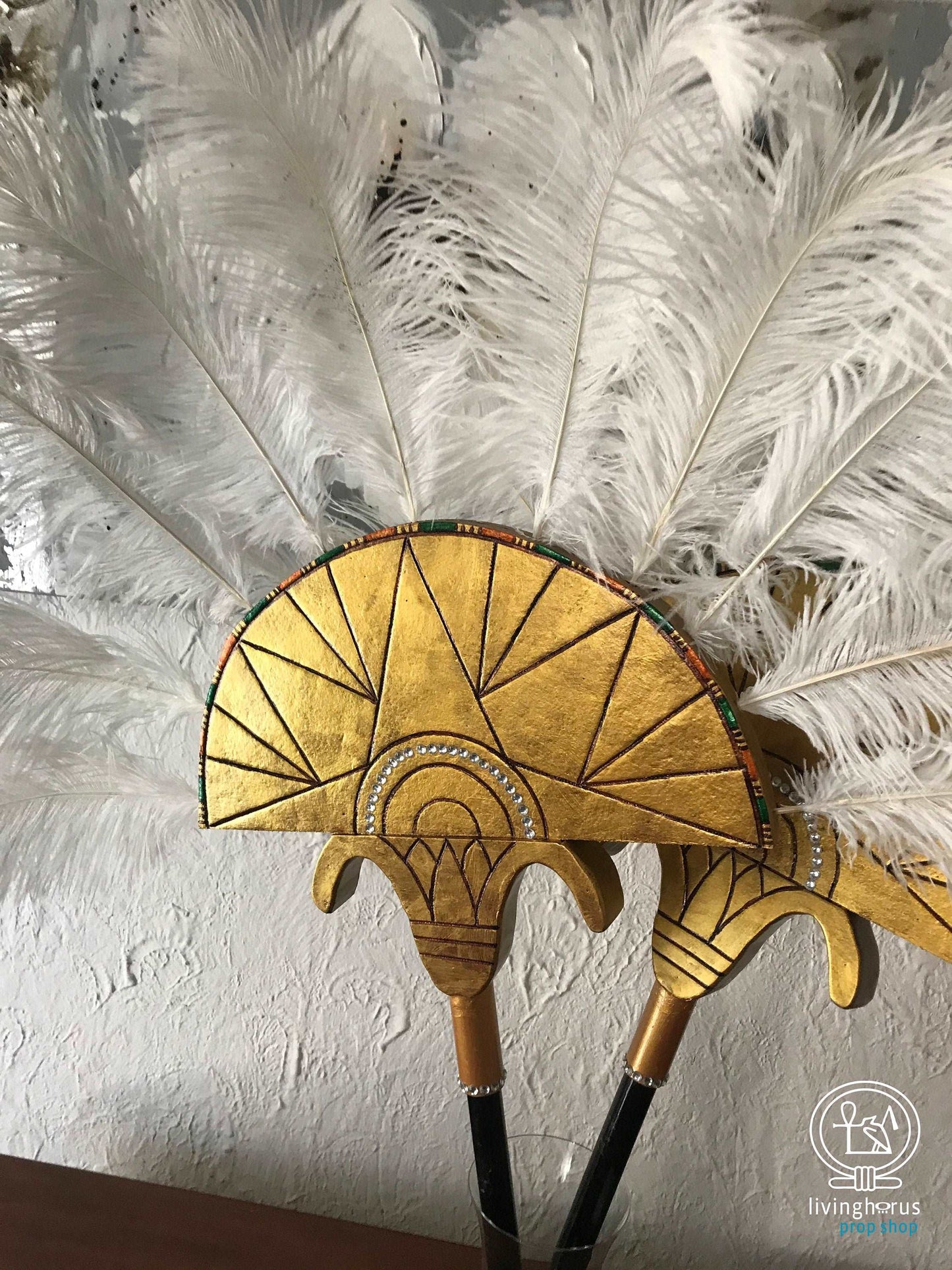 Ancient Egyptian Ostrich Feather Fans (Set of 2)