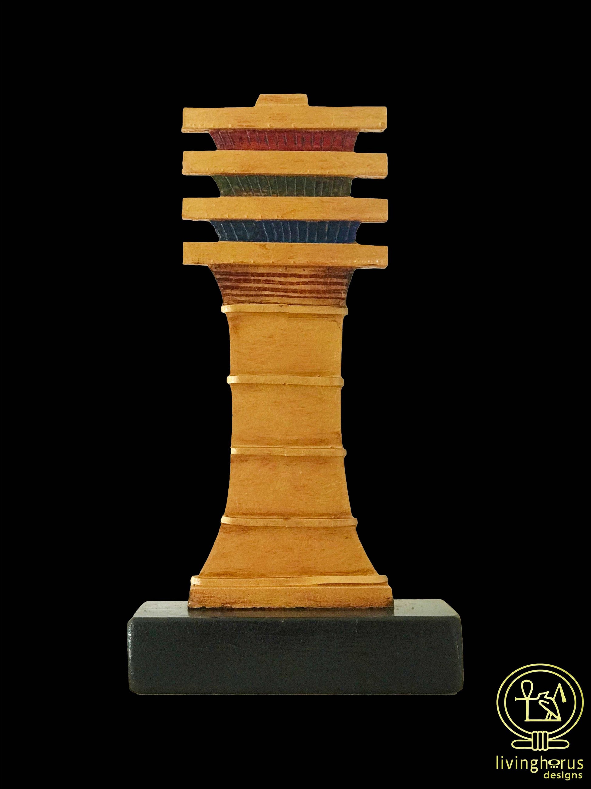 Egyptian Djed Pillar Ritual Item, Osiris Statue