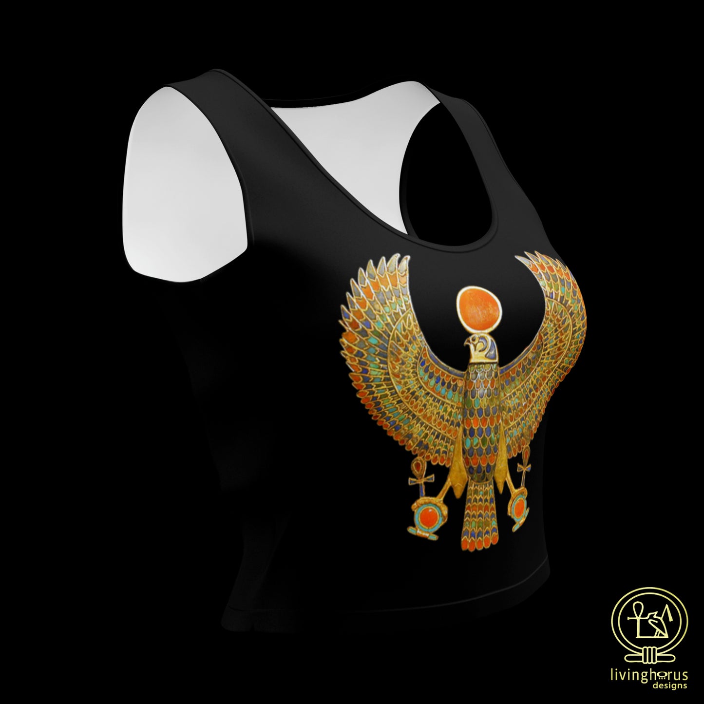 Egyptian Sun God Ra Crop Top - Black