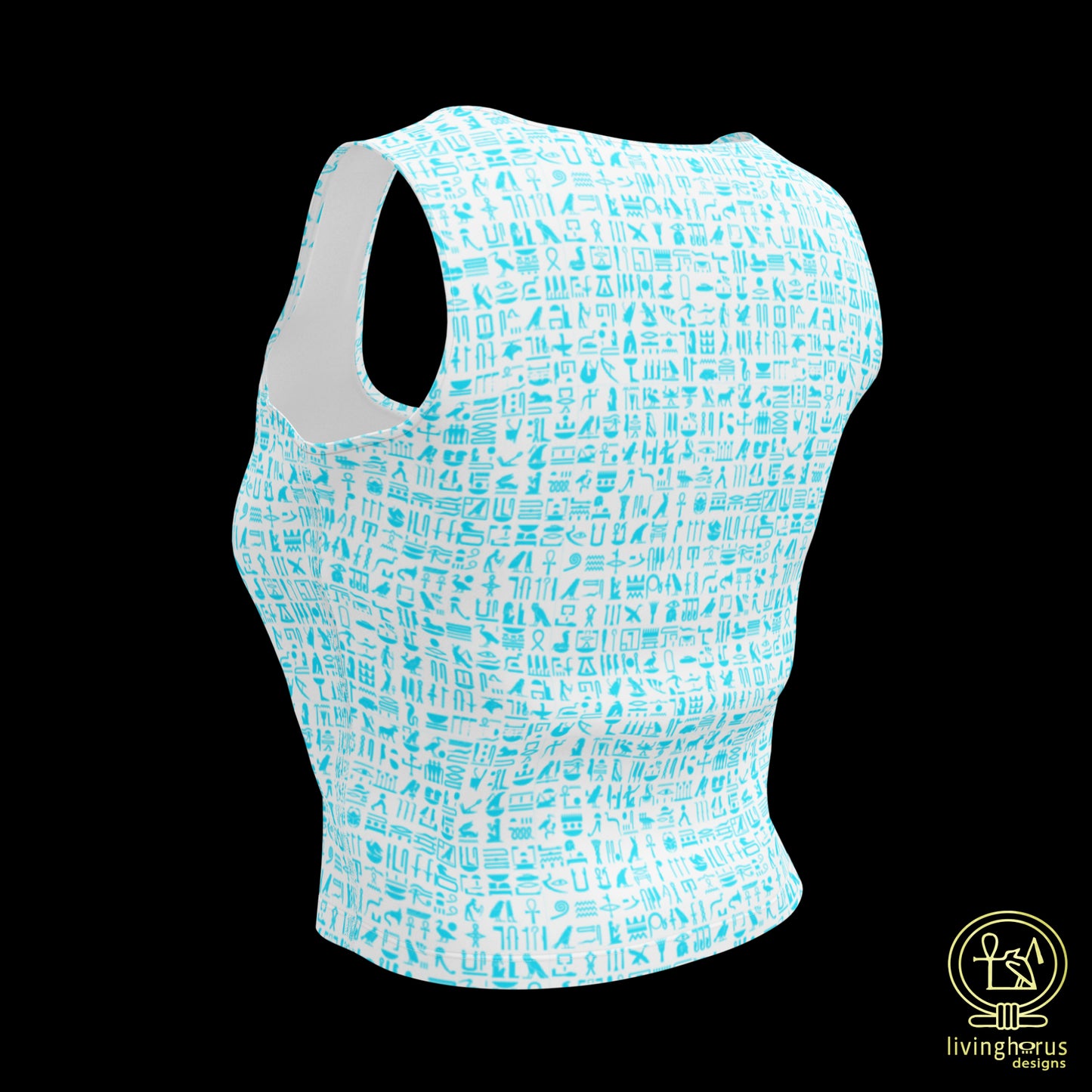 Egyptian Hieroglyphic Crop Top - Light Blue