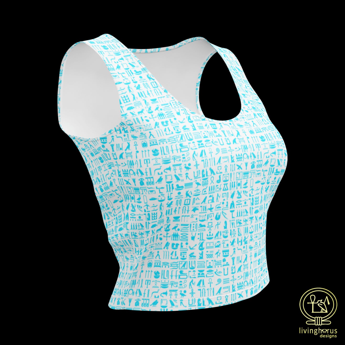 Egyptian Hieroglyphic Crop Top - Light Blue