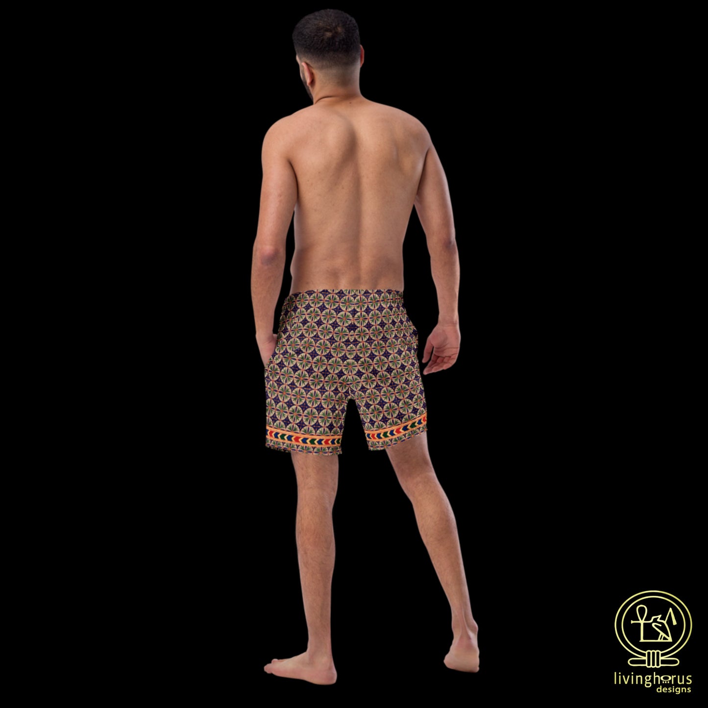 Egyptian Blue Green Floral Recycled Swim Trunks