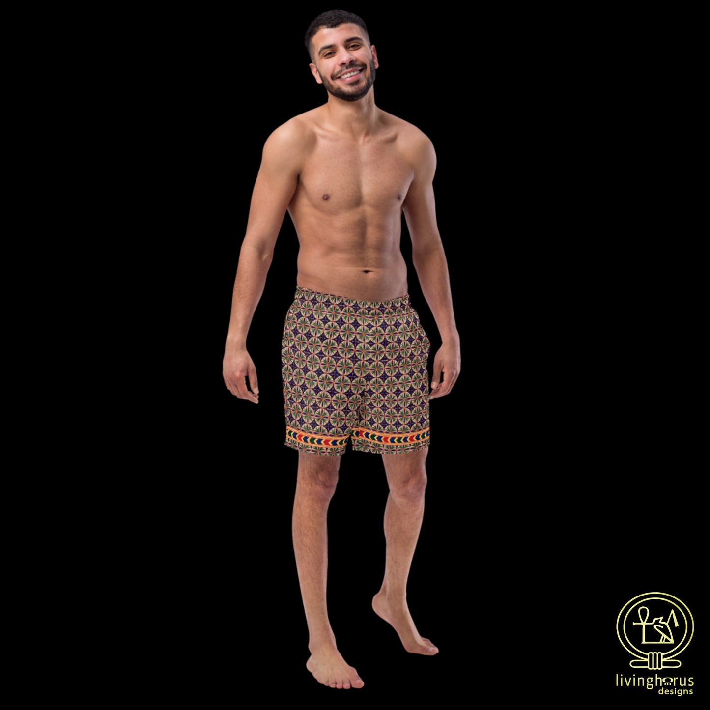 Egyptian Blue Green Floral Recycled Swim Trunks