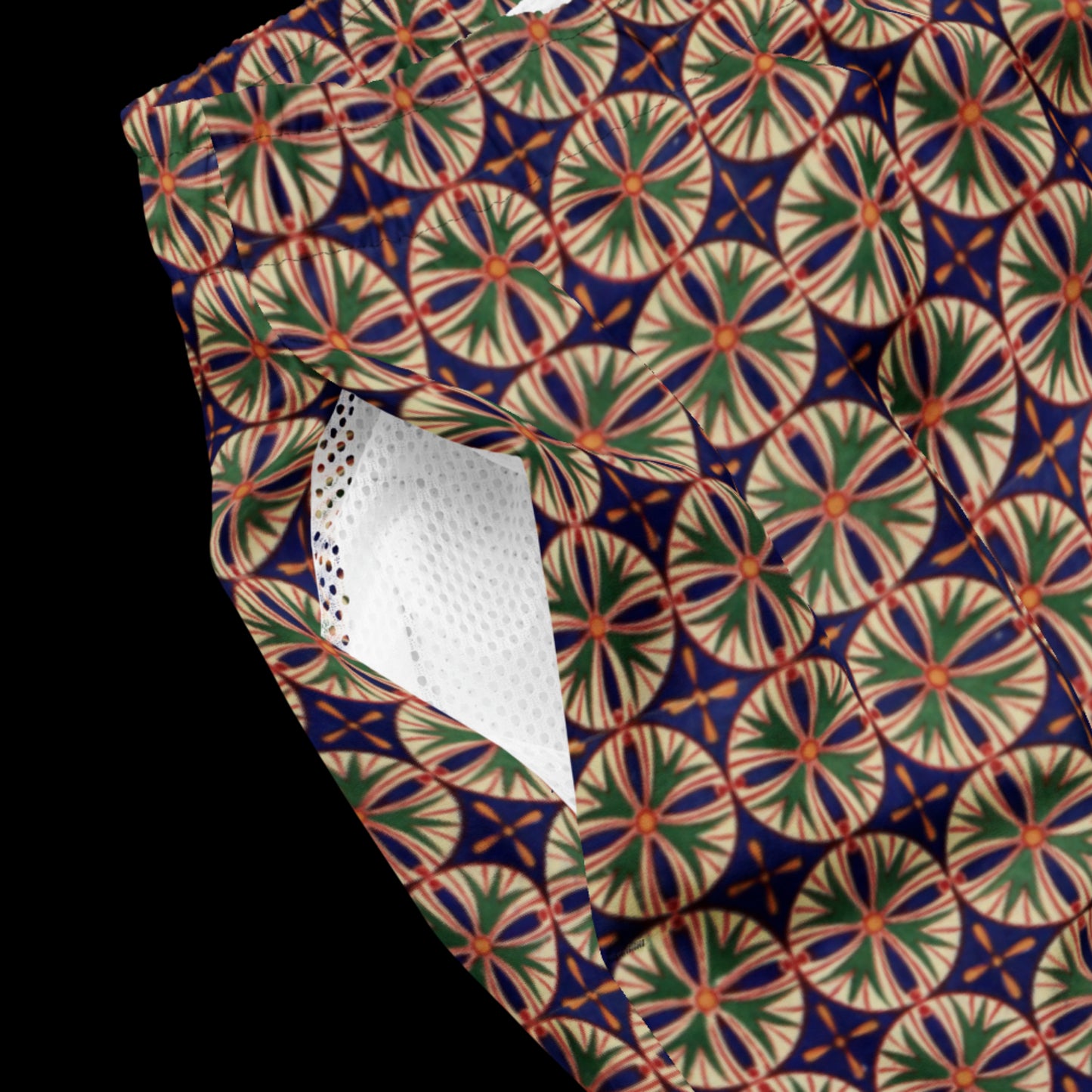 Egyptian Blue Green Floral Recycled Swim Trunks
