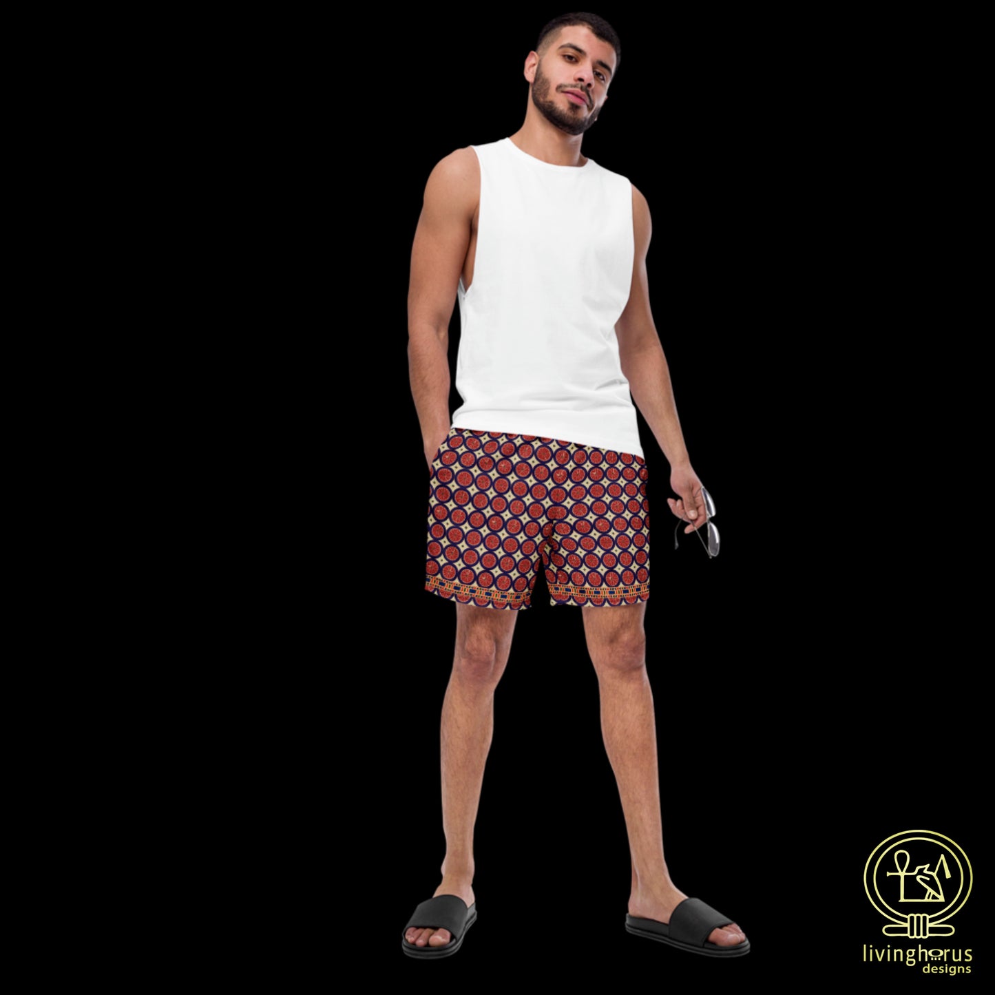 Egyptian Citrus Pattern Recycled Swim Trunks