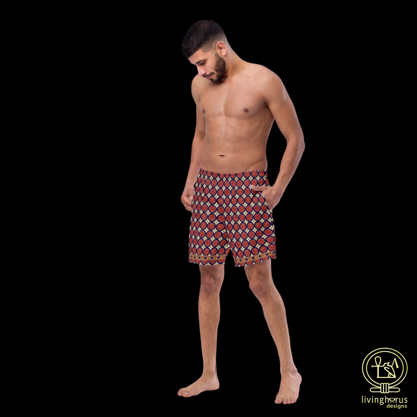 Egyptian Citrus Pattern Recycled Swim Trunks