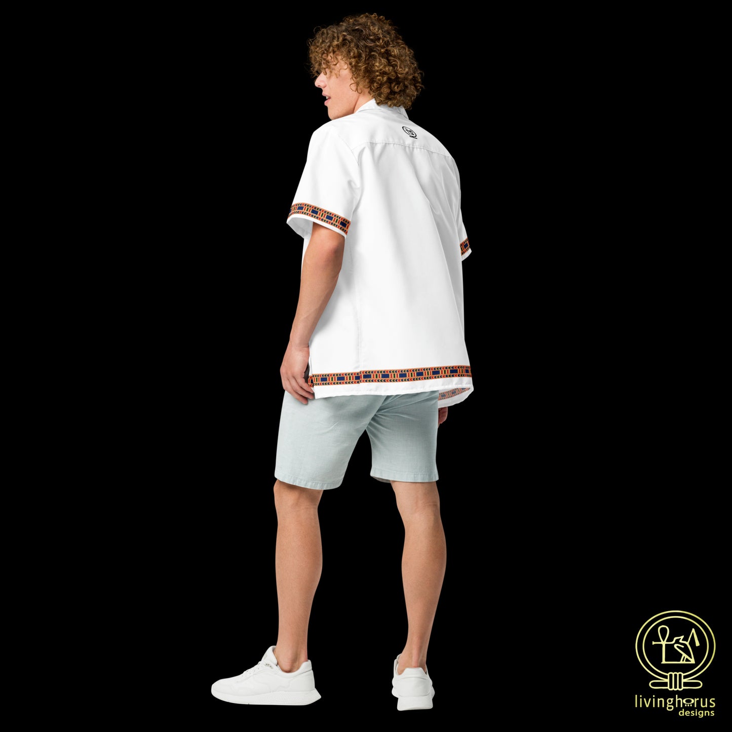 Egyptian Papyrus Column Hawaiian Shirt - White