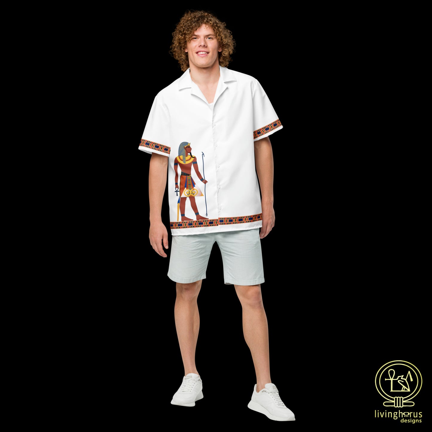 Egyptian Pharaoh Hawaiian Shirt - White