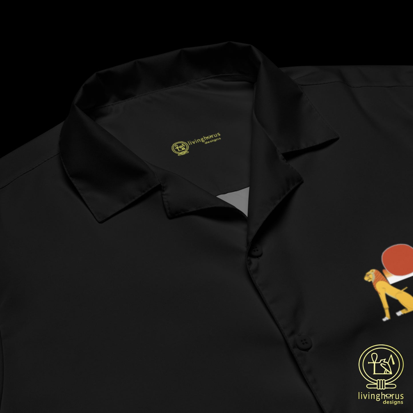 Egyptian Aker Lion of the Horizon Hawaiian Shirt - Black