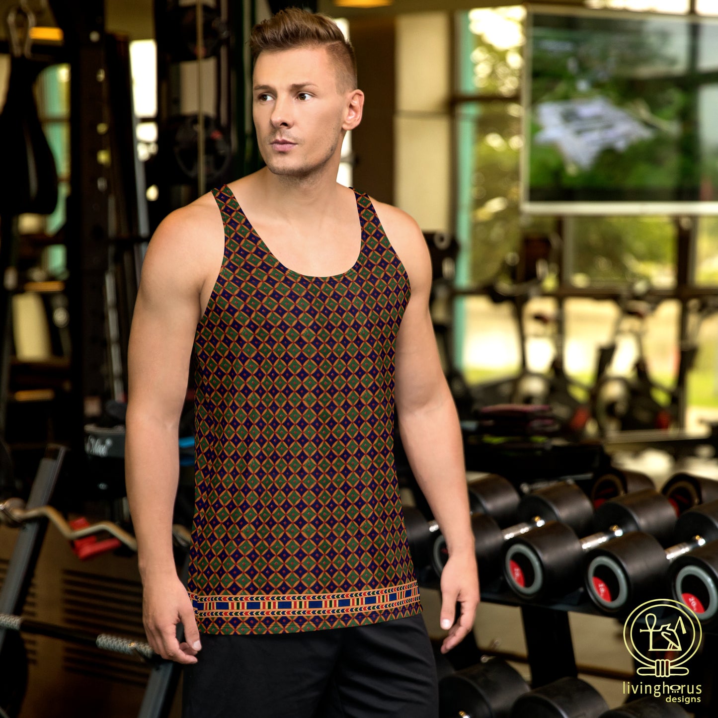 Egyptian Blue/Green Diamond Pattern Tank Top