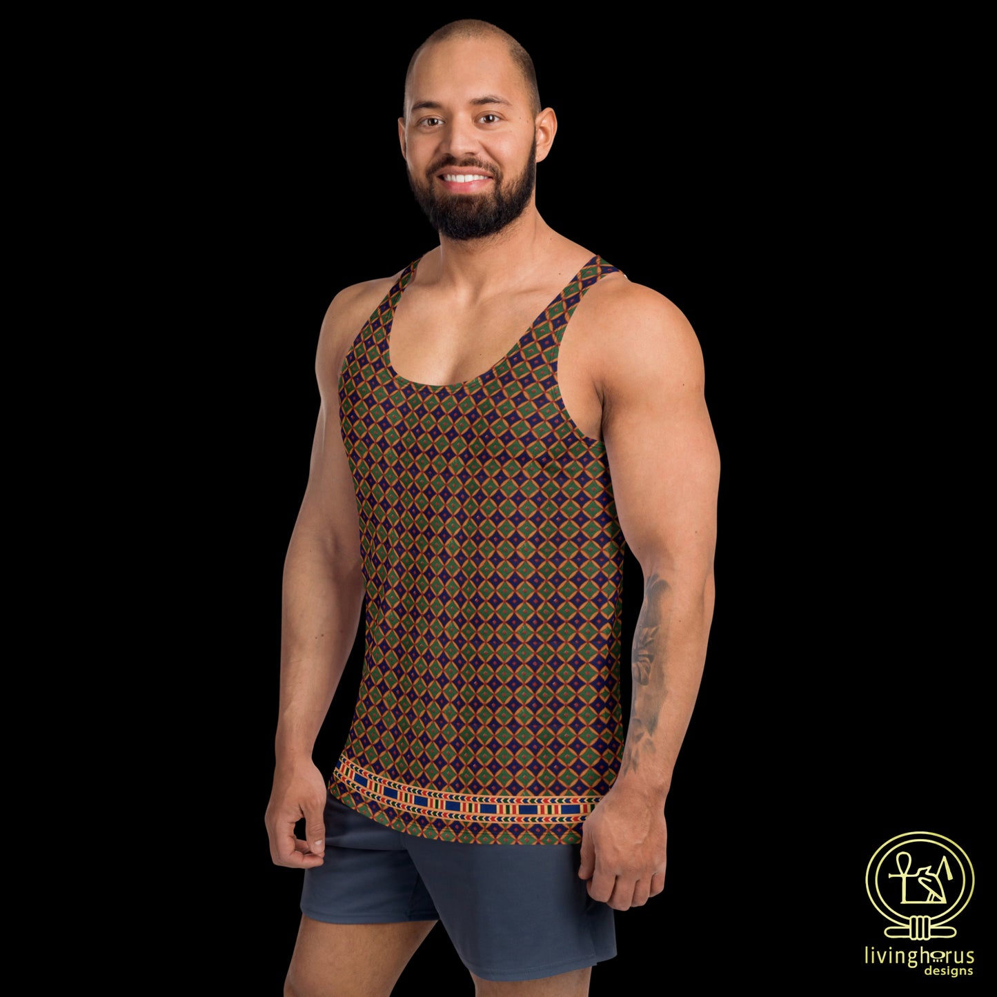 Egyptian Blue/Green Diamond Pattern Tank Top