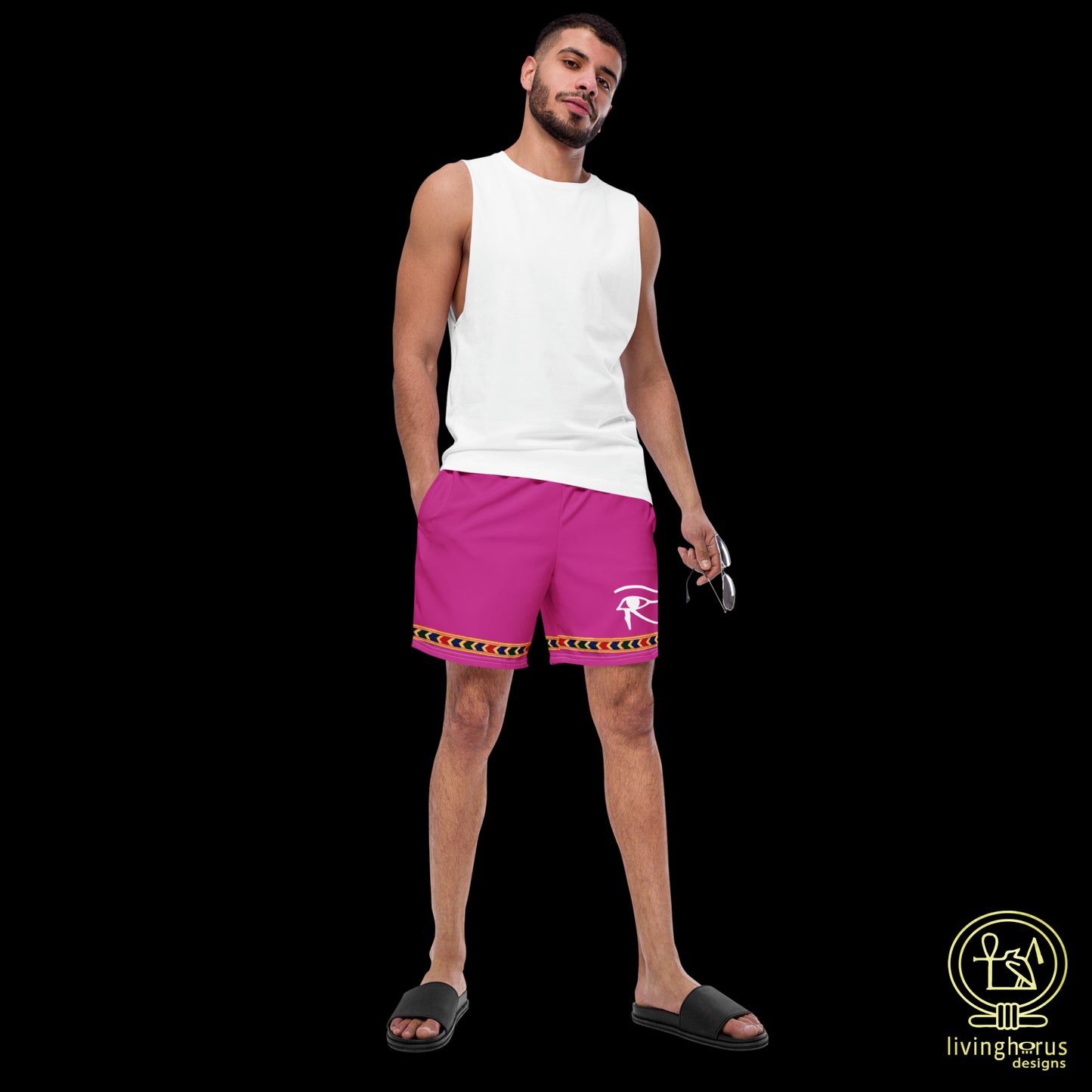 Egyptian Eye of Horus Swim Trunks - Magenta