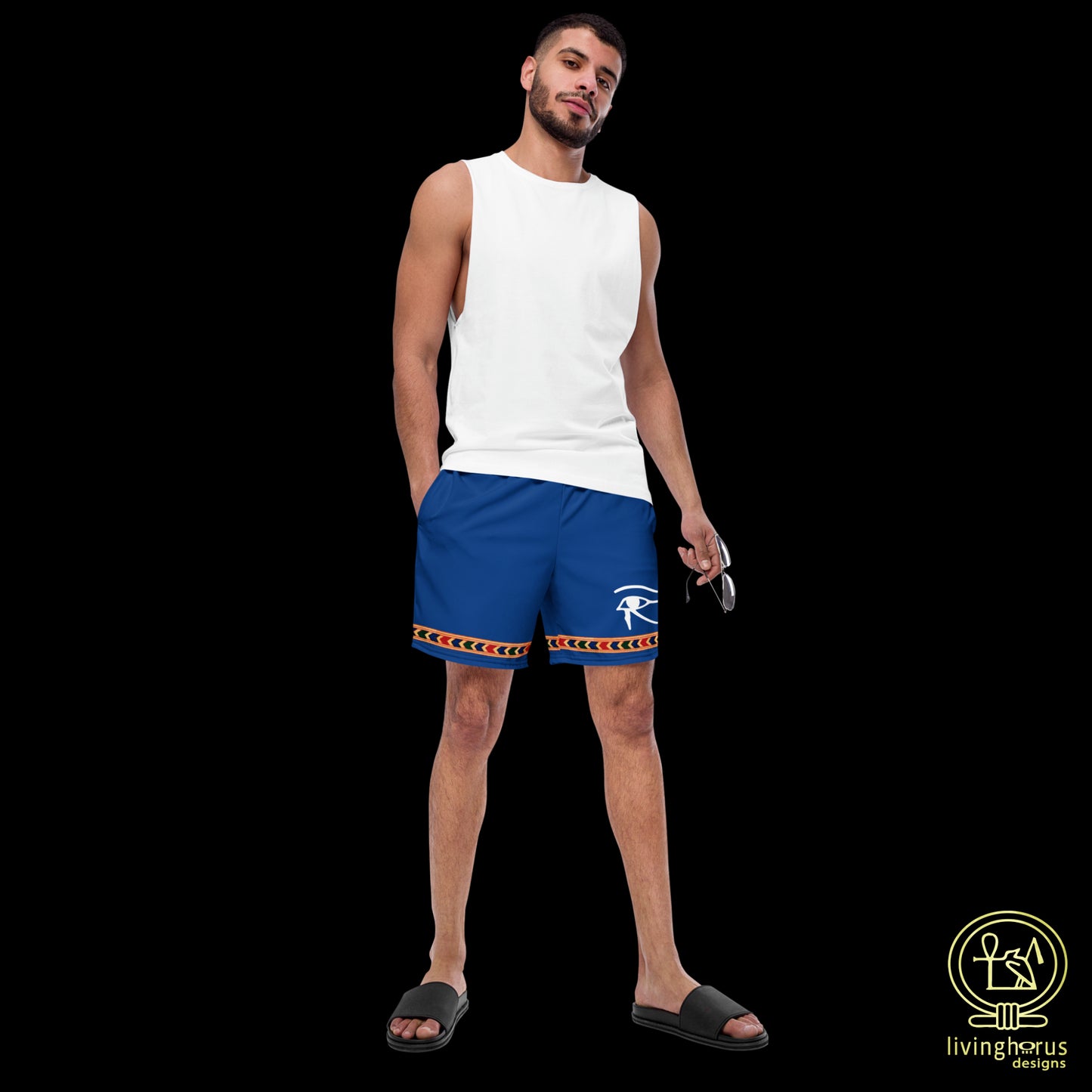 Egyptian Eye of Horus Swim Trunks - Lapis