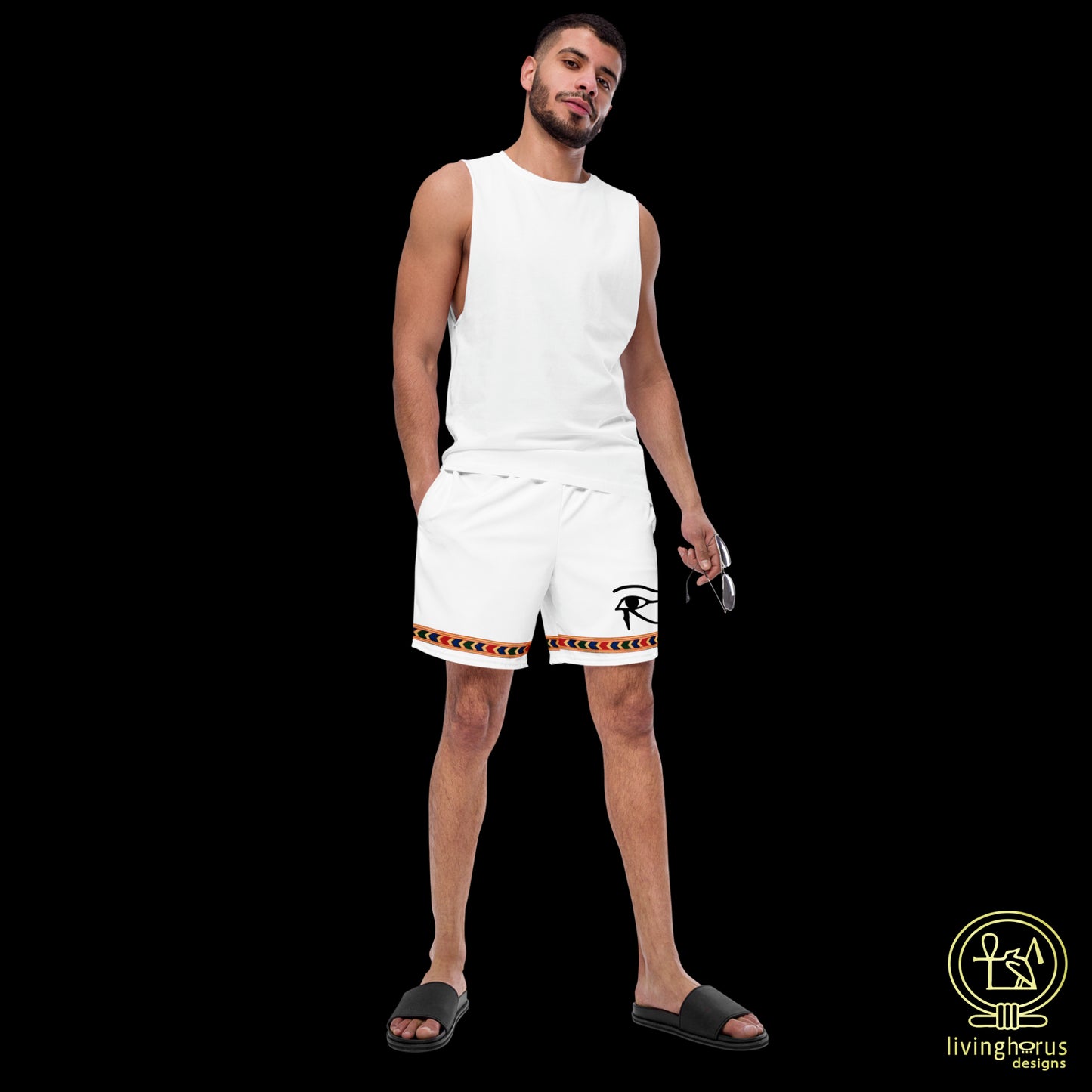 Egyptian Eye of Horus Swim Trunks - White