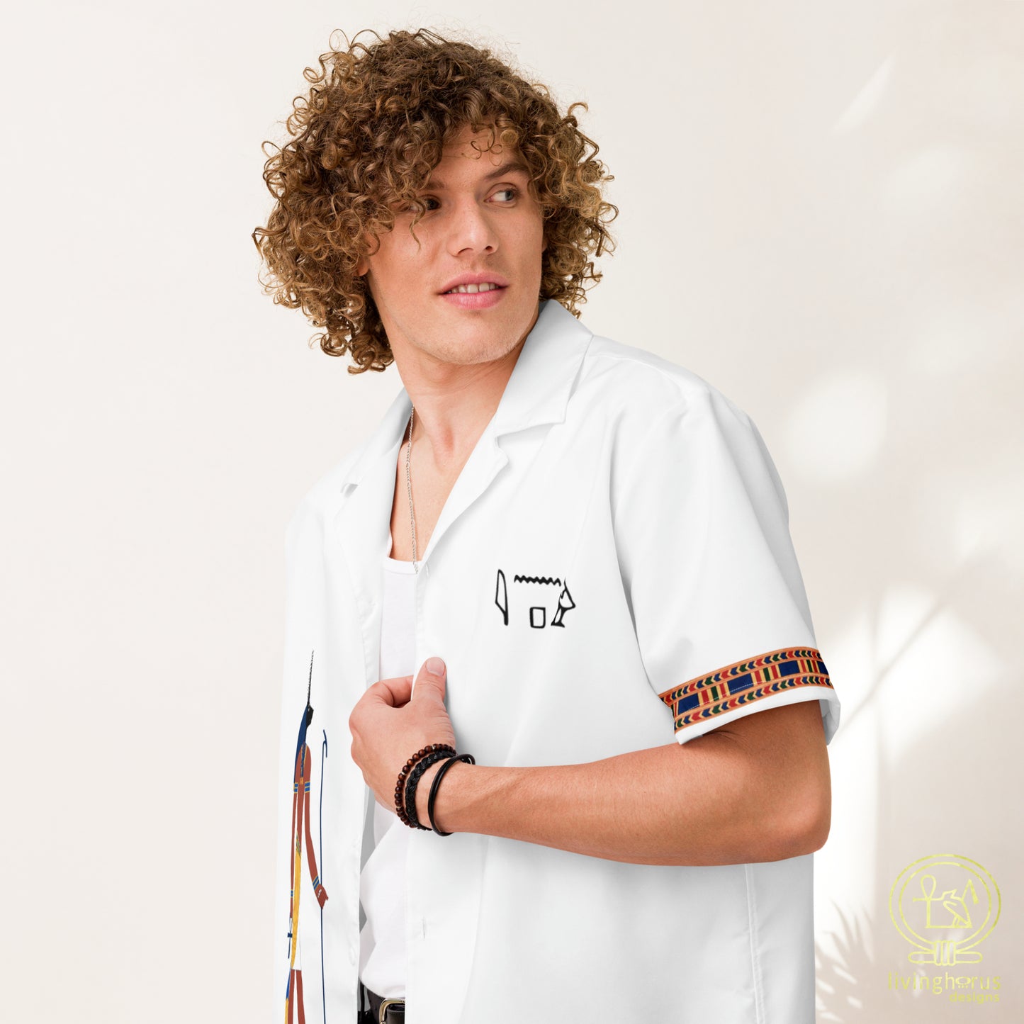 Egyptian God Anubis Hawaiian Shirt - White