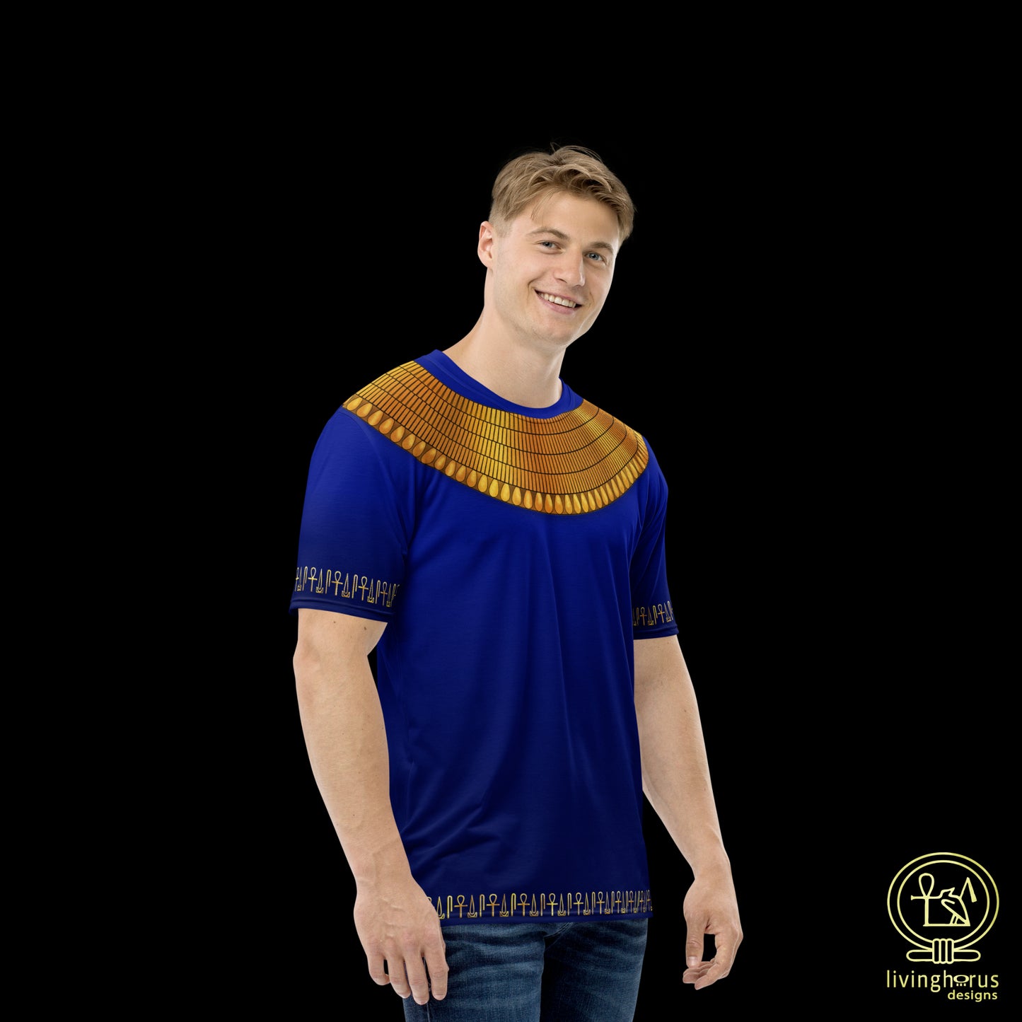 Egyptian Gold Usekh Collar T-Shirt - Royal Blue