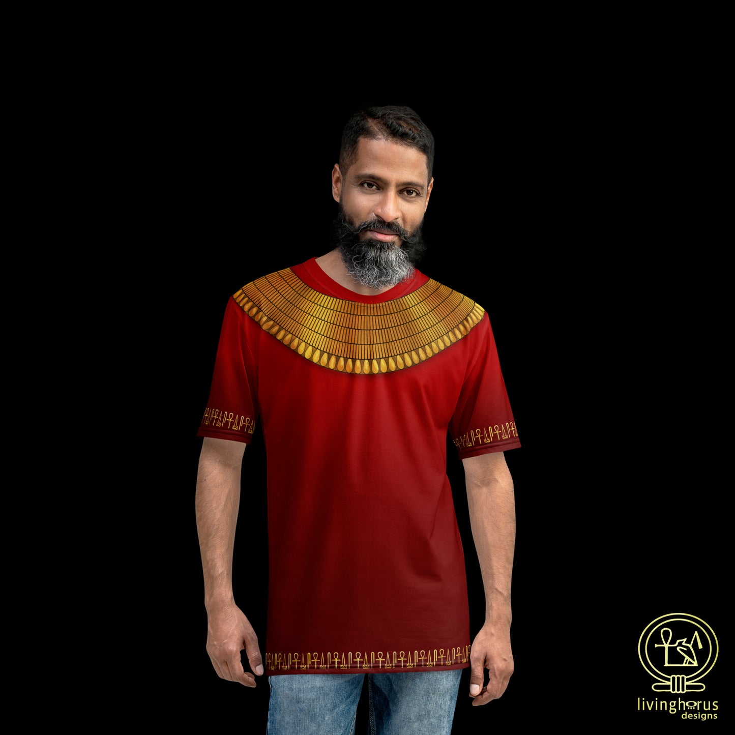 Egyptian Gold Usekh Collar T-shirt - Ruby Red