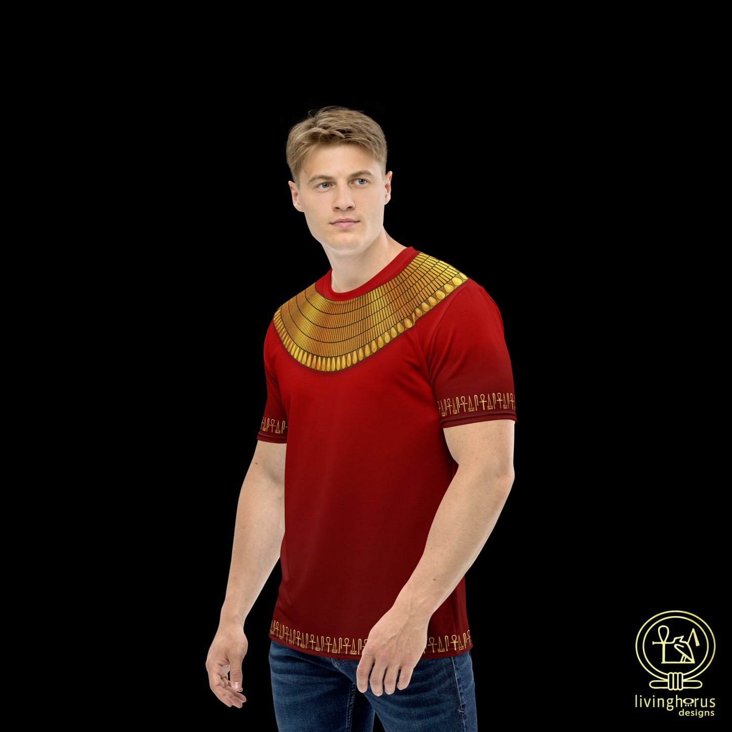 Egyptian Gold Usekh Collar T-shirt - Ruby Red
