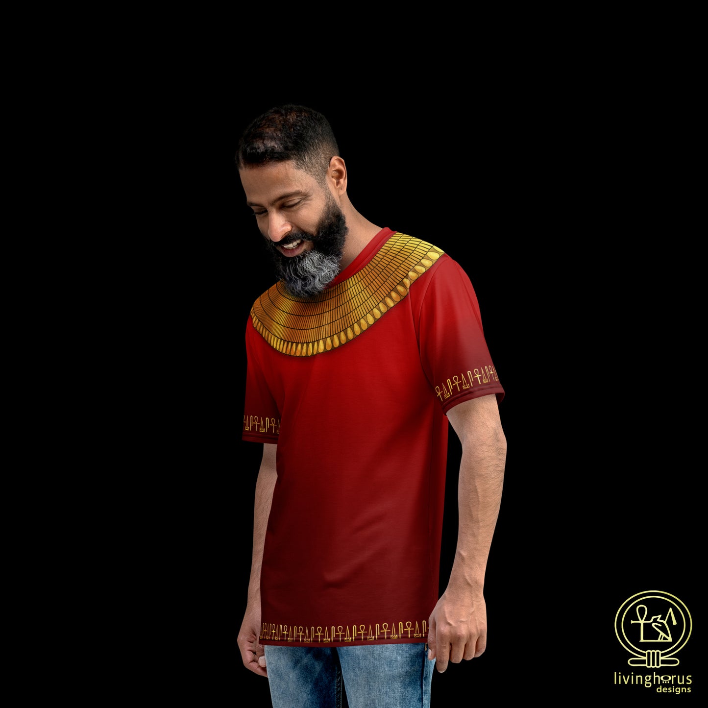 Egyptian Gold Usekh Collar T-shirt - Ruby Red