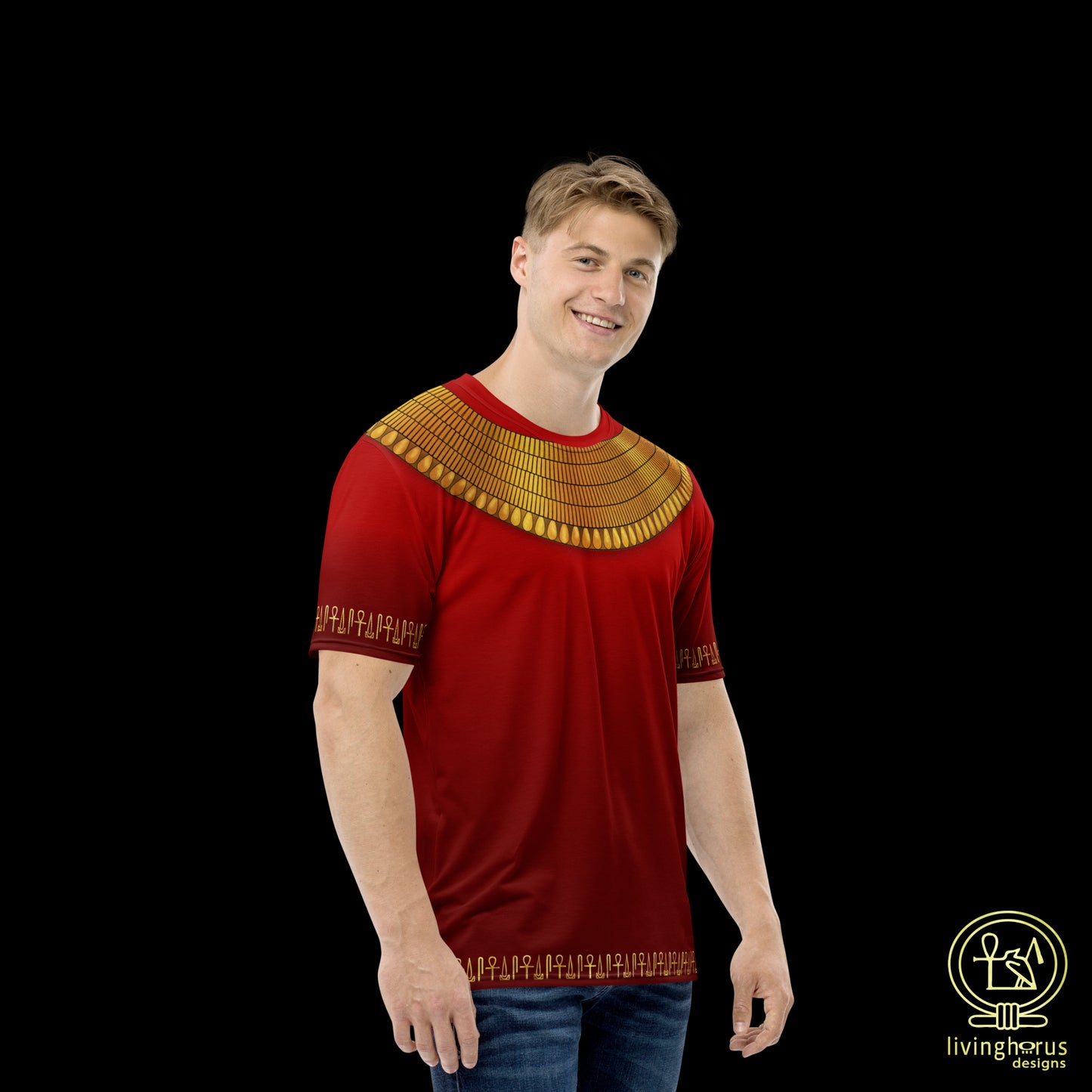 Egyptian Gold Usekh Collar T-shirt - Ruby Red
