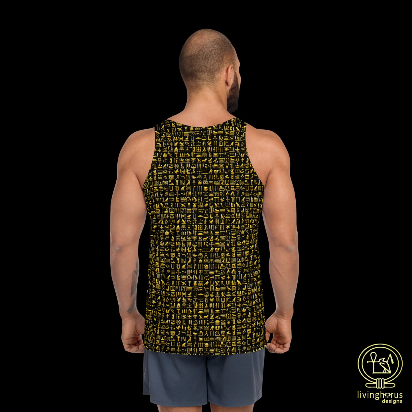 Gold Hieroglyph Tank Top - Black