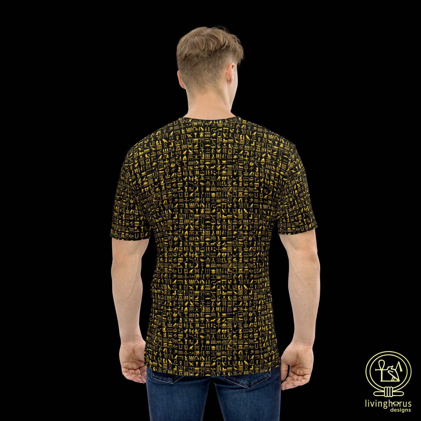 Egyptian Gold Hieroglyph T-shirt - Black