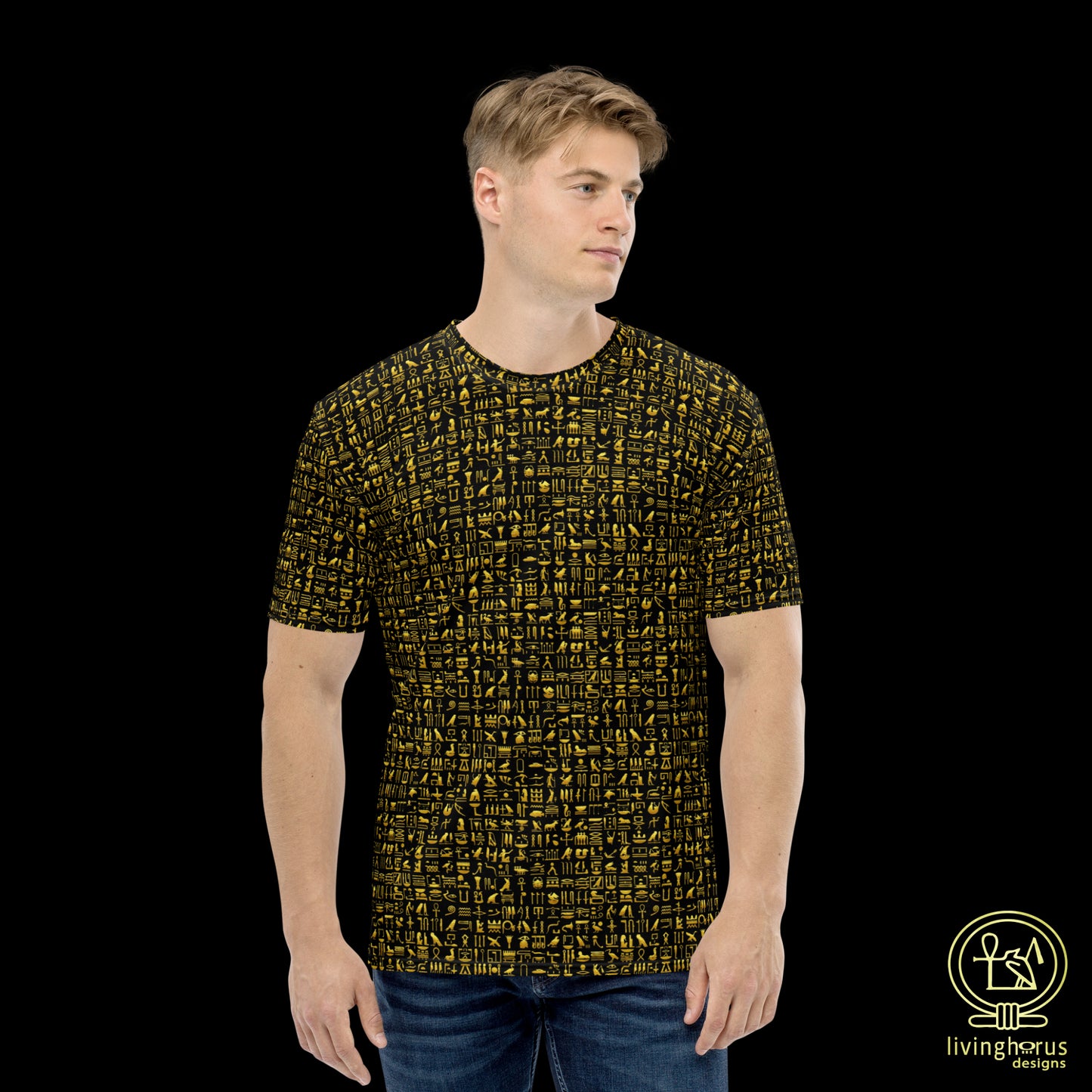 Egyptian Gold Hieroglyph T-shirt - Black