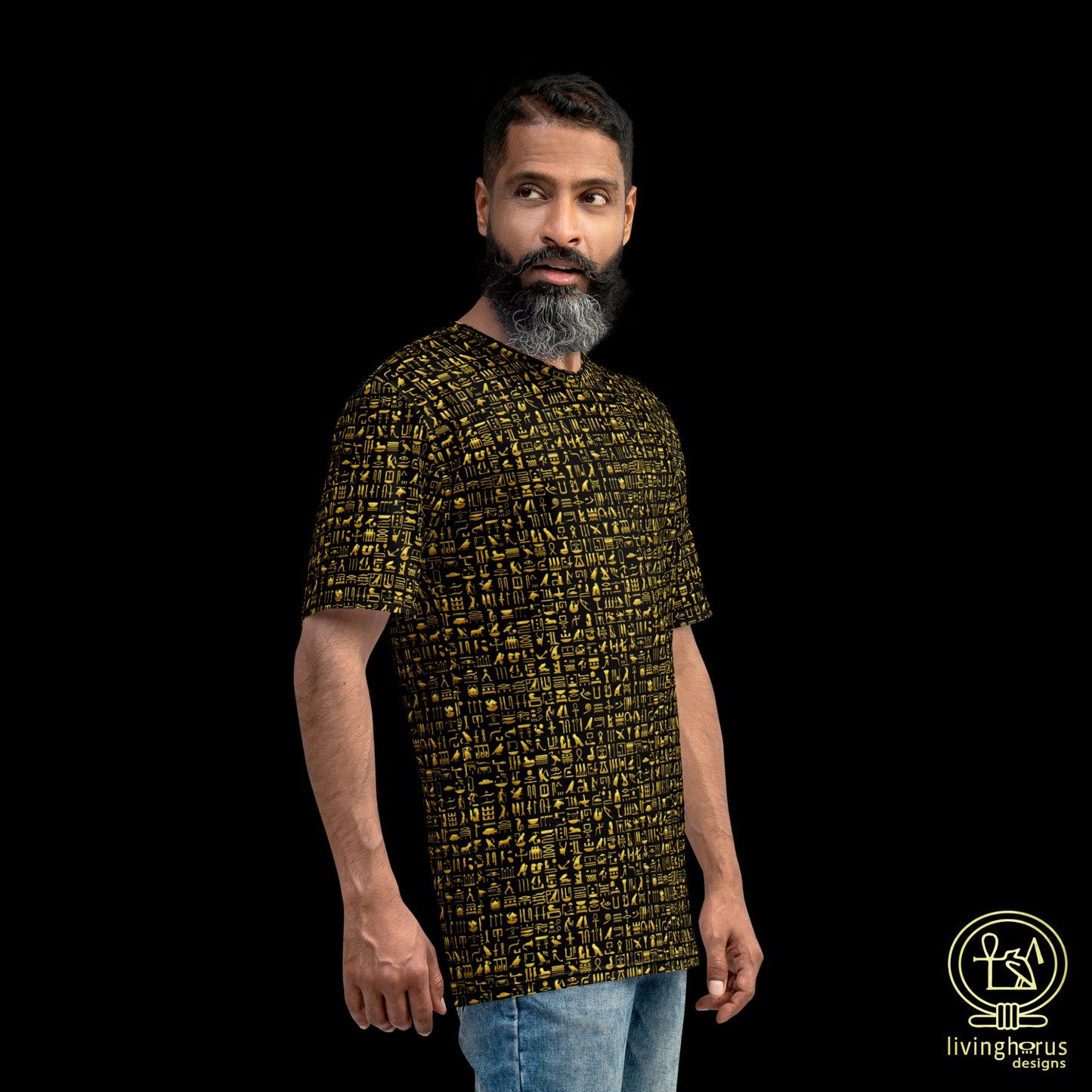 Egyptian Gold Hieroglyph T-shirt - Black