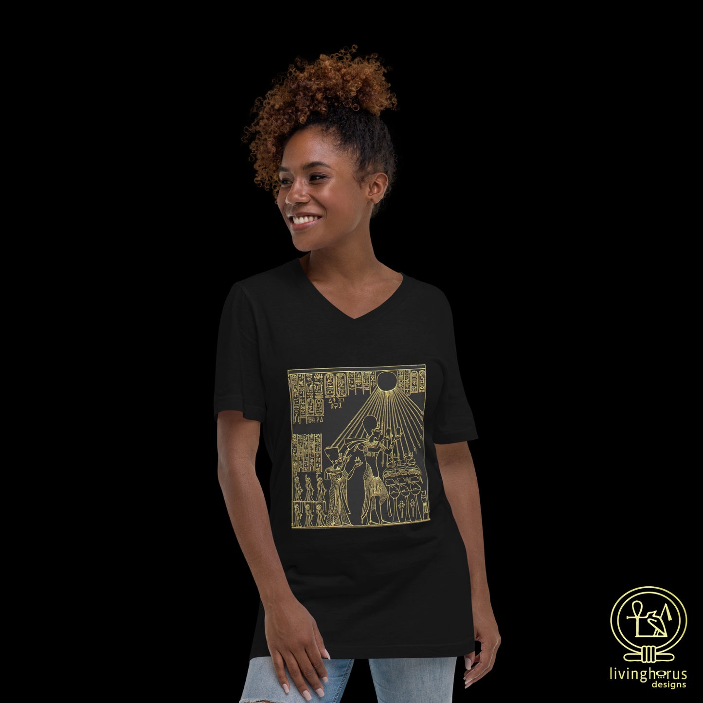 Egyptian Akhenaten & Nefertiti V-Neck T-Shirt