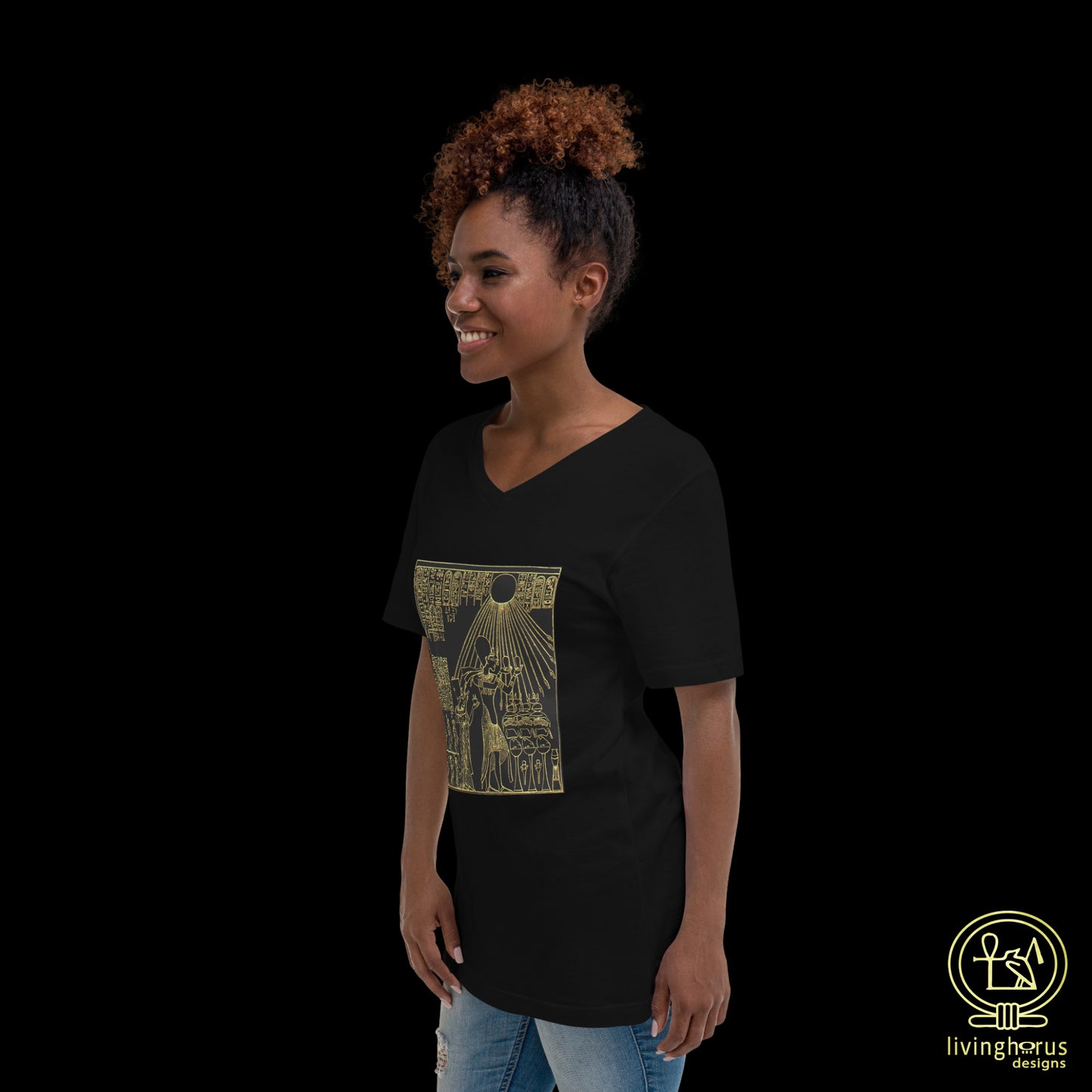 Egyptian Akhenaten & Nefertiti V-Neck T-Shirt