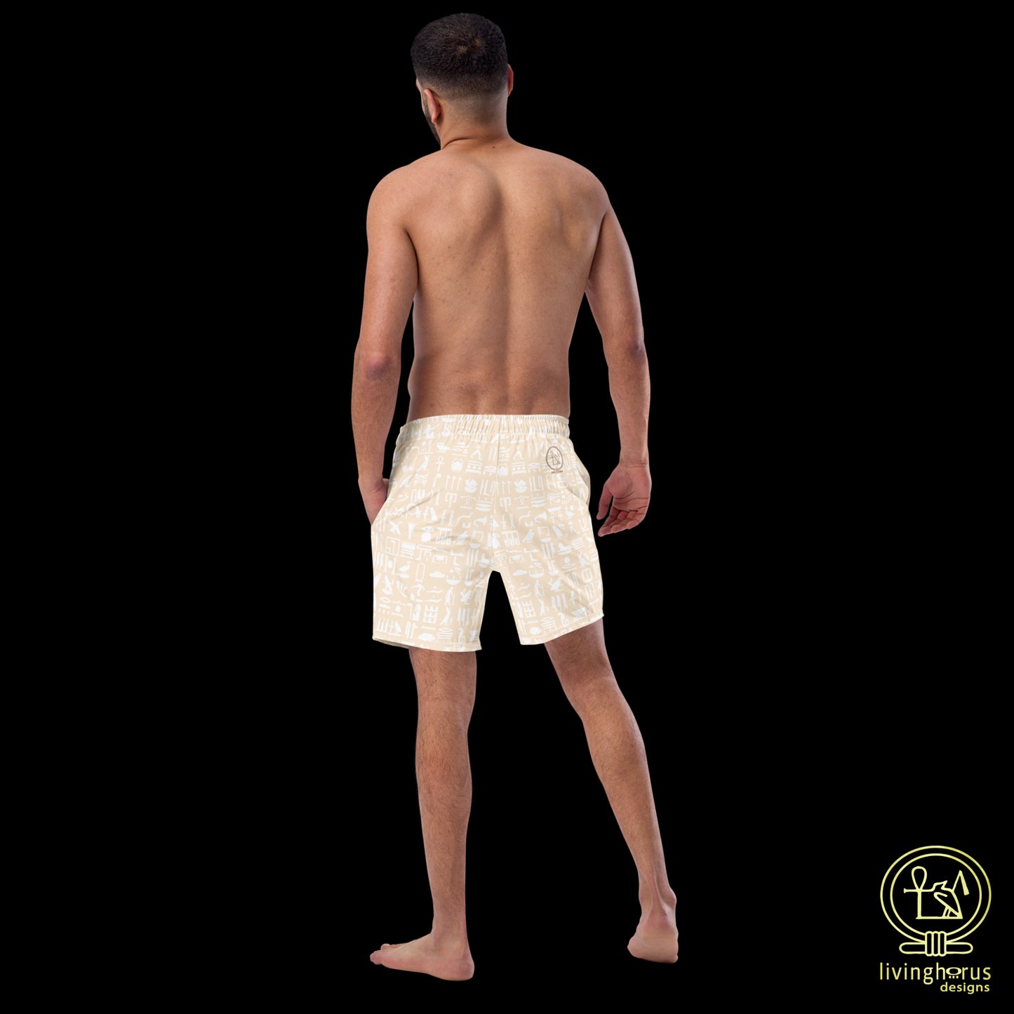 Egyptian Hieroglyph Swim Trunks - Beige