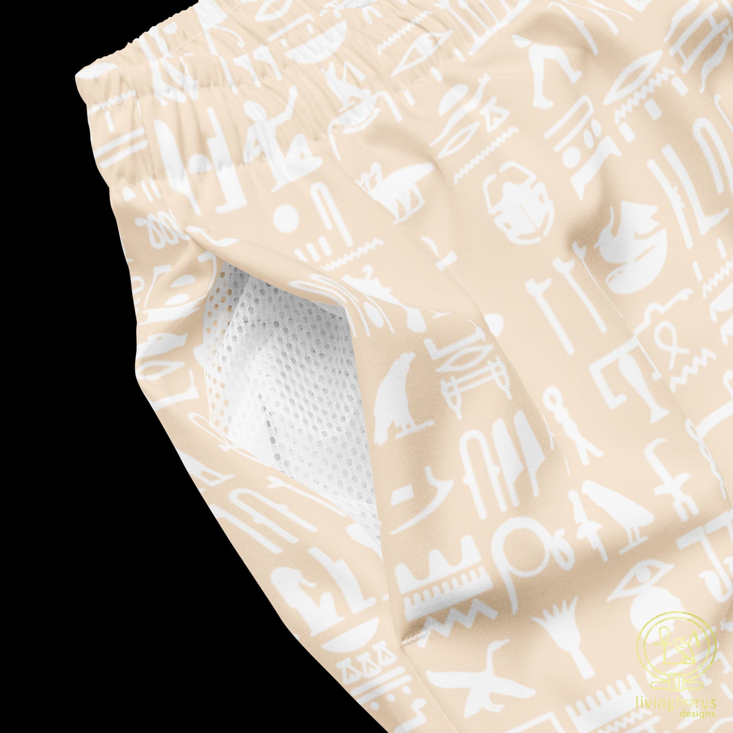 Egyptian Hieroglyph Swim Trunks - Beige