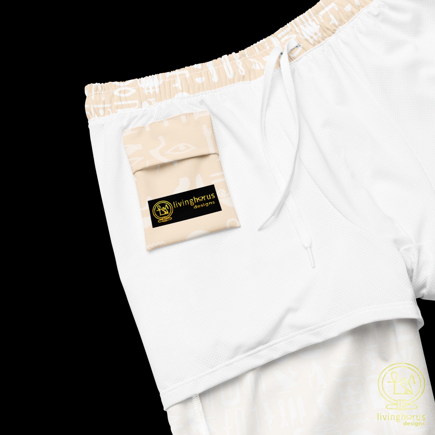 Egyptian Hieroglyph Swim Trunks - Beige