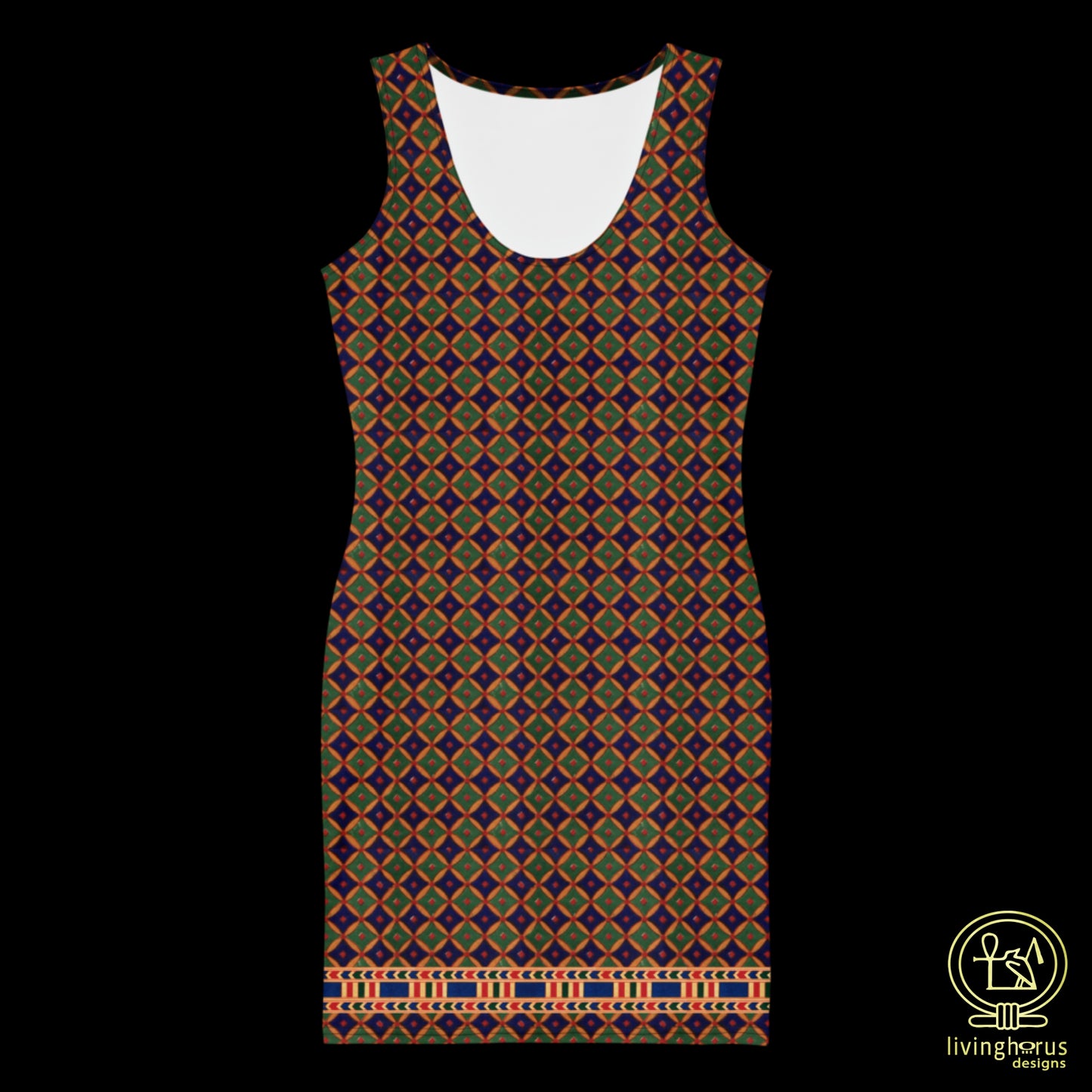 Egyptian Blue/Green Diamond Bodycon Dress
