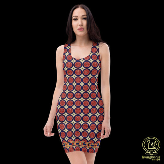 Egyptian Citrus Pattern Bodycon Dress
