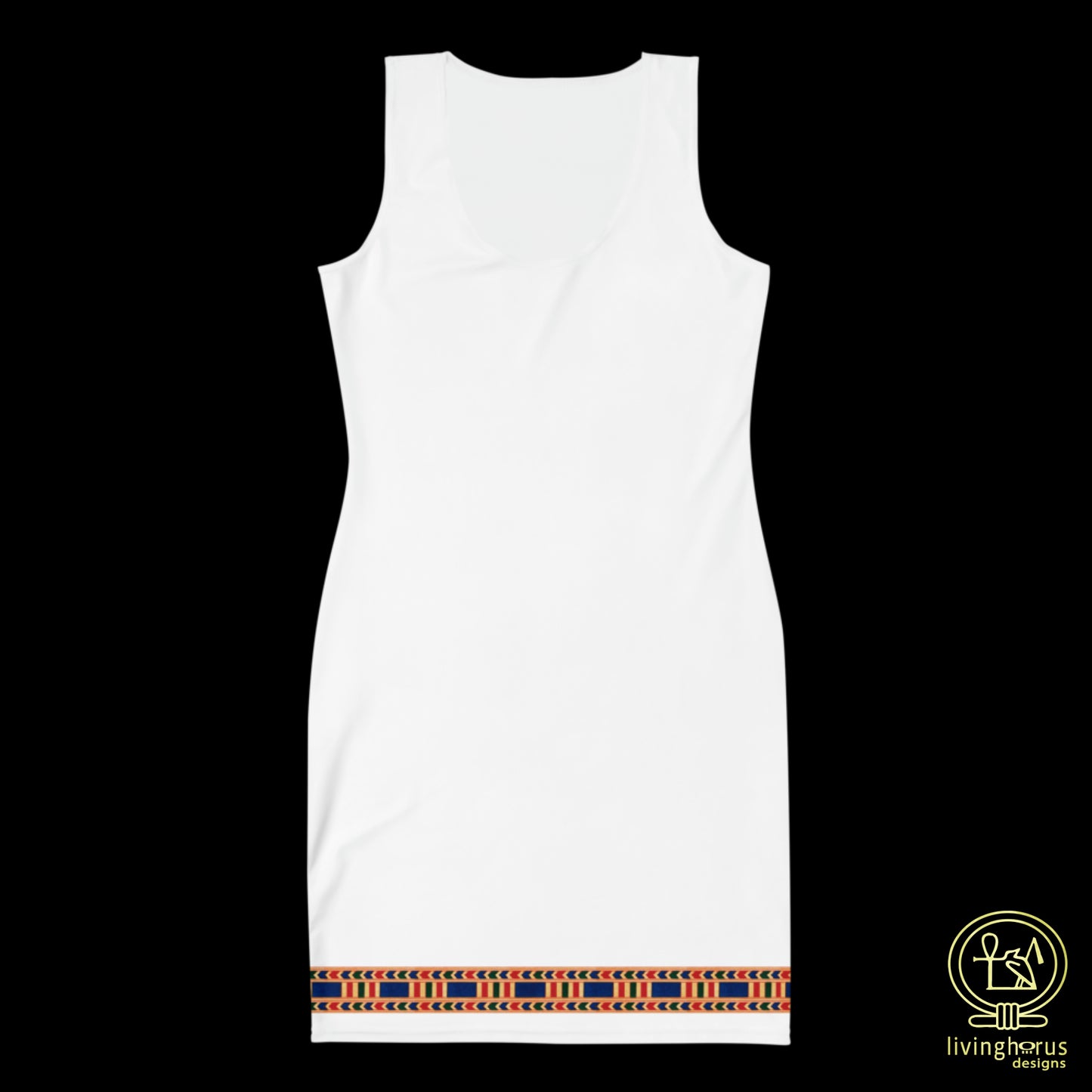 White Egyptian Rishi Pattern Bodycon Dress