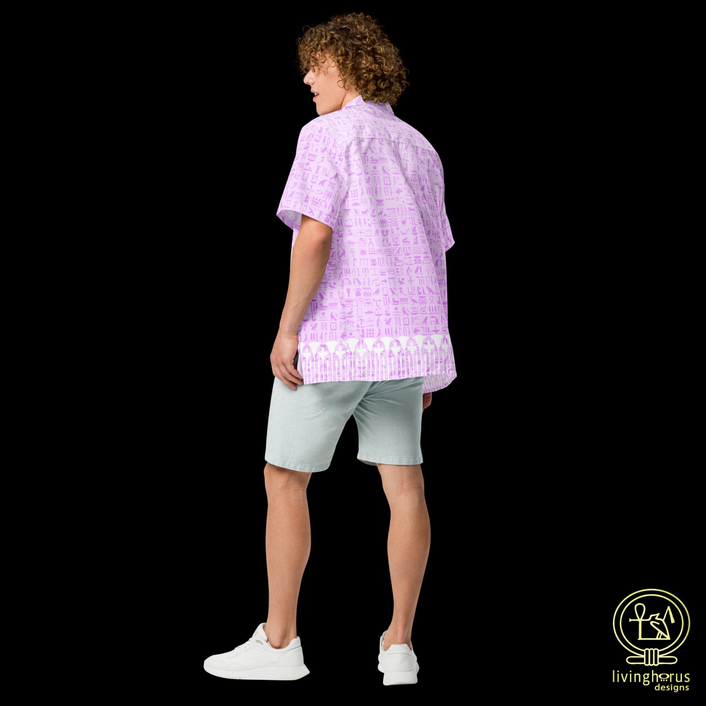 Pink Egyptian Hieroglyphic Hawaiian Shirt