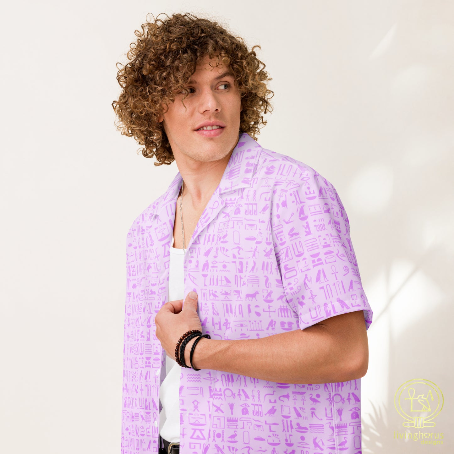 Pink Egyptian Hieroglyphic Hawaiian Shirt